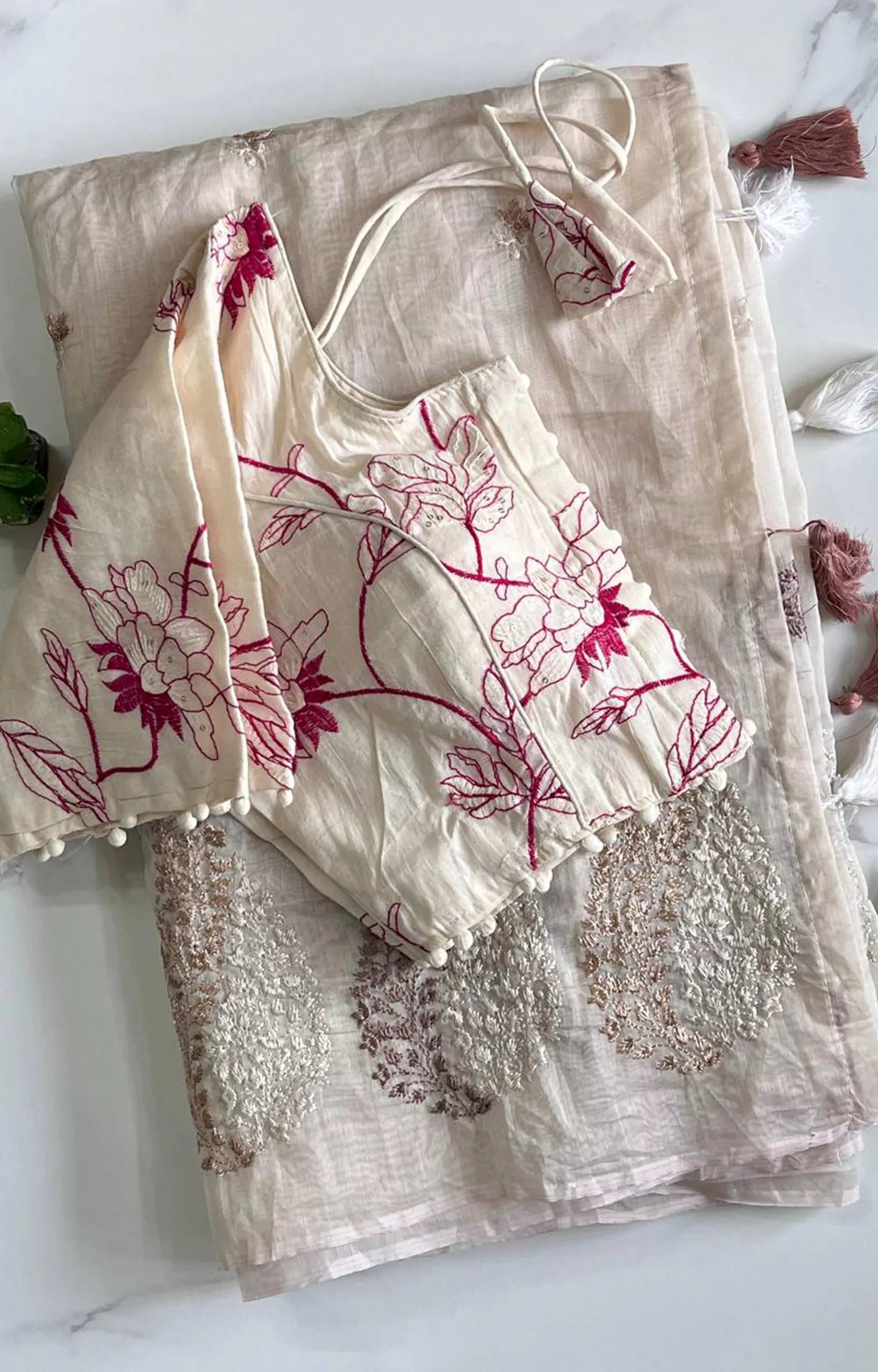 TOBY CHANDERI SAREE WITH KERI EMBROIDARY WORK