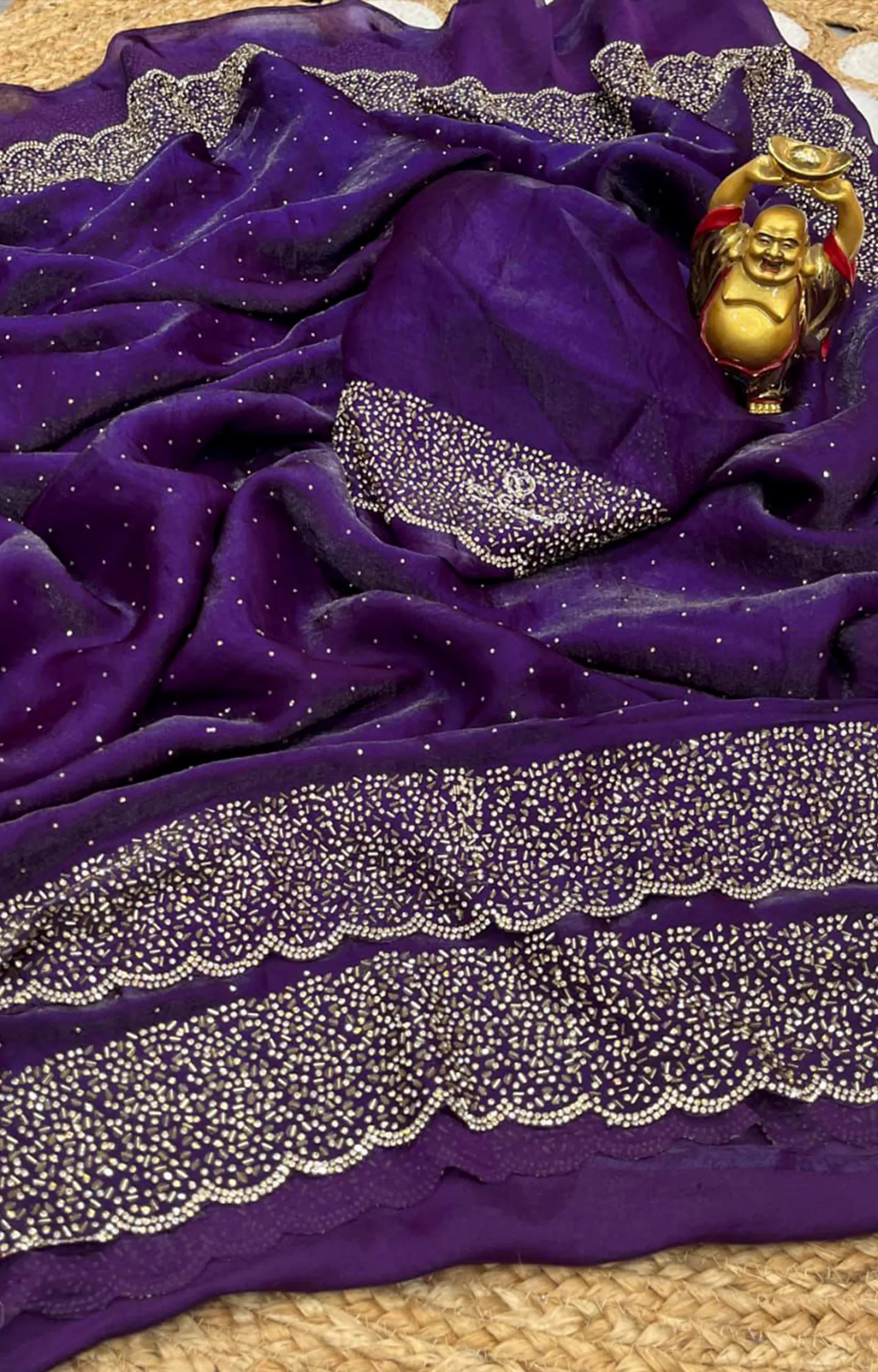 LESITA SPACE SILK ORIGINAL JARKHAN DIAMOND WORK SAREE