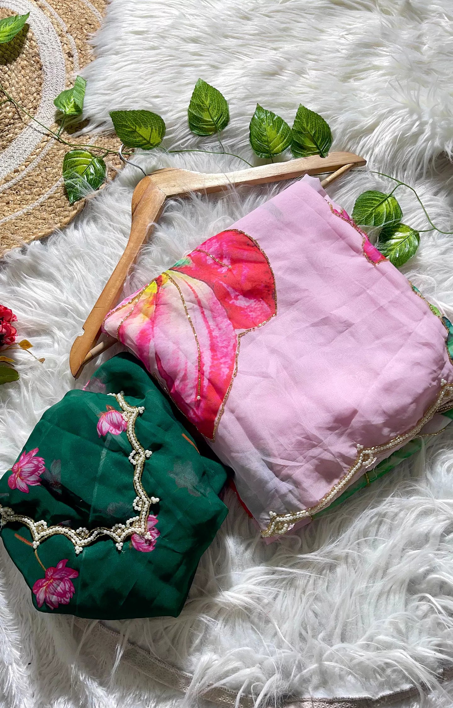 FAKEENA SOFT ORGANZA FLORAL PRINTED SAREE