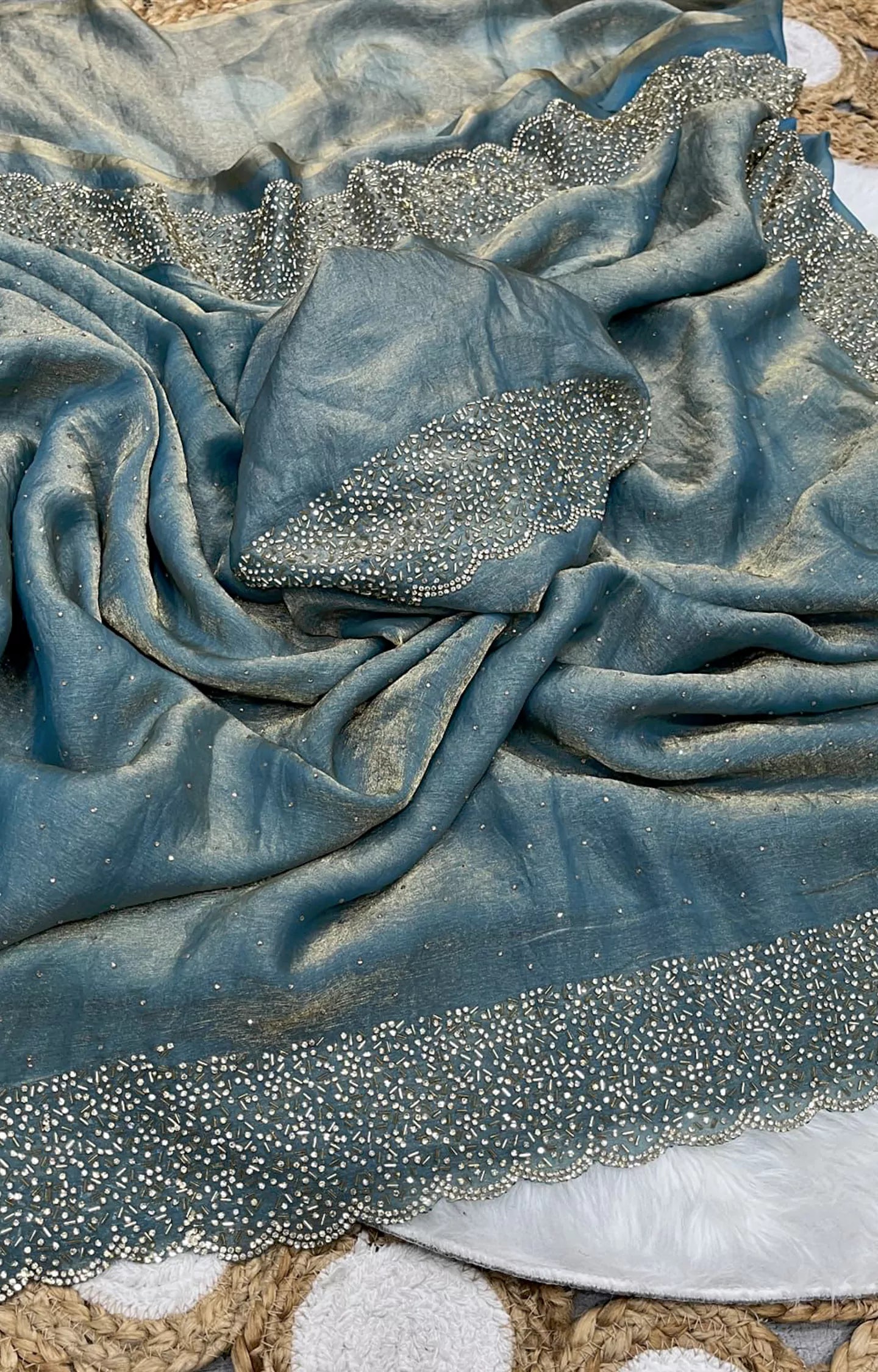 LESITA SPACE SILK ORIGINAL JARKHAN DIAMOND WORK SAREE