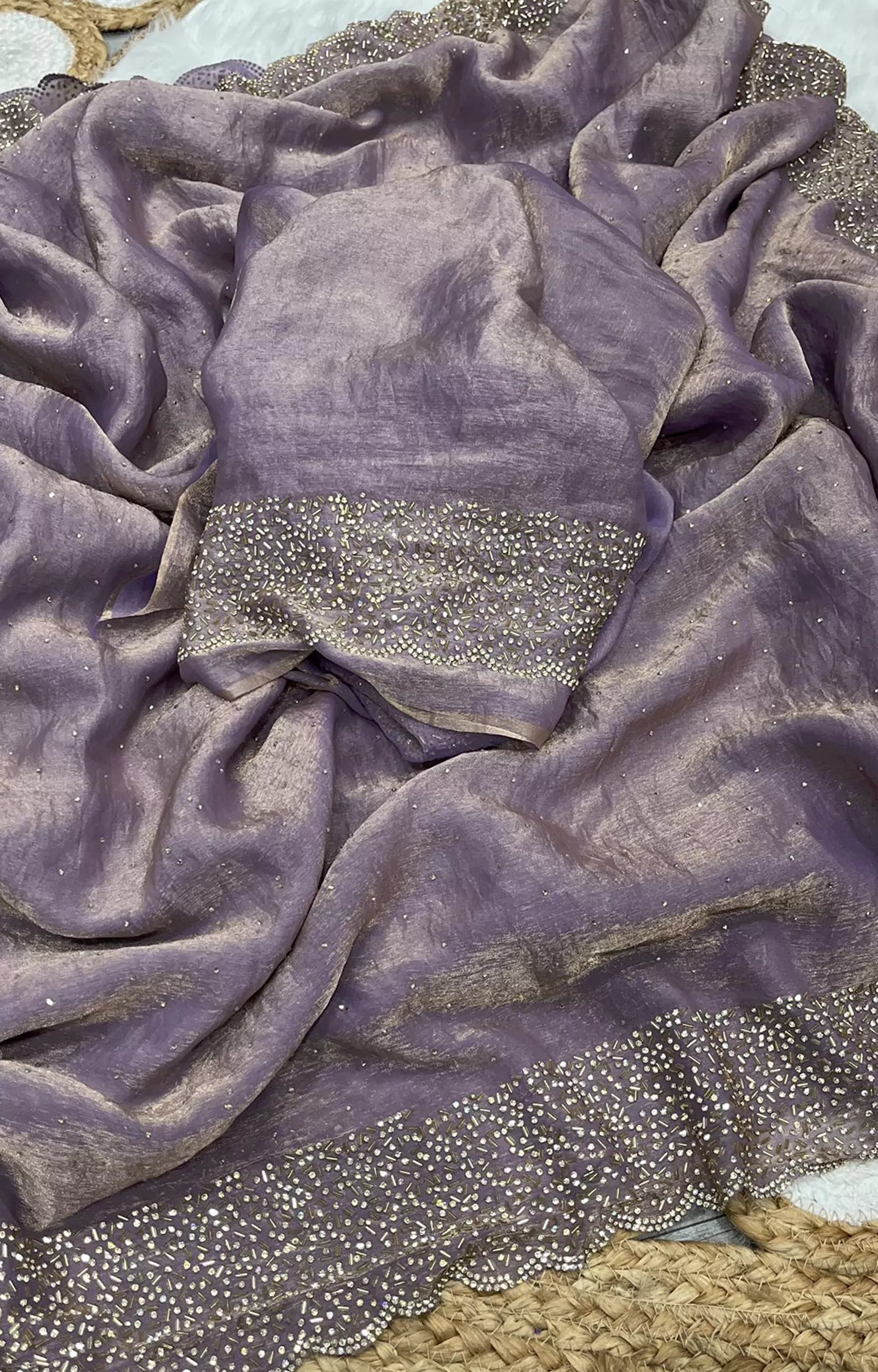 LESITA SPACE SILK ORIGINAL JARKHAN DIAMOND WORK SAREE