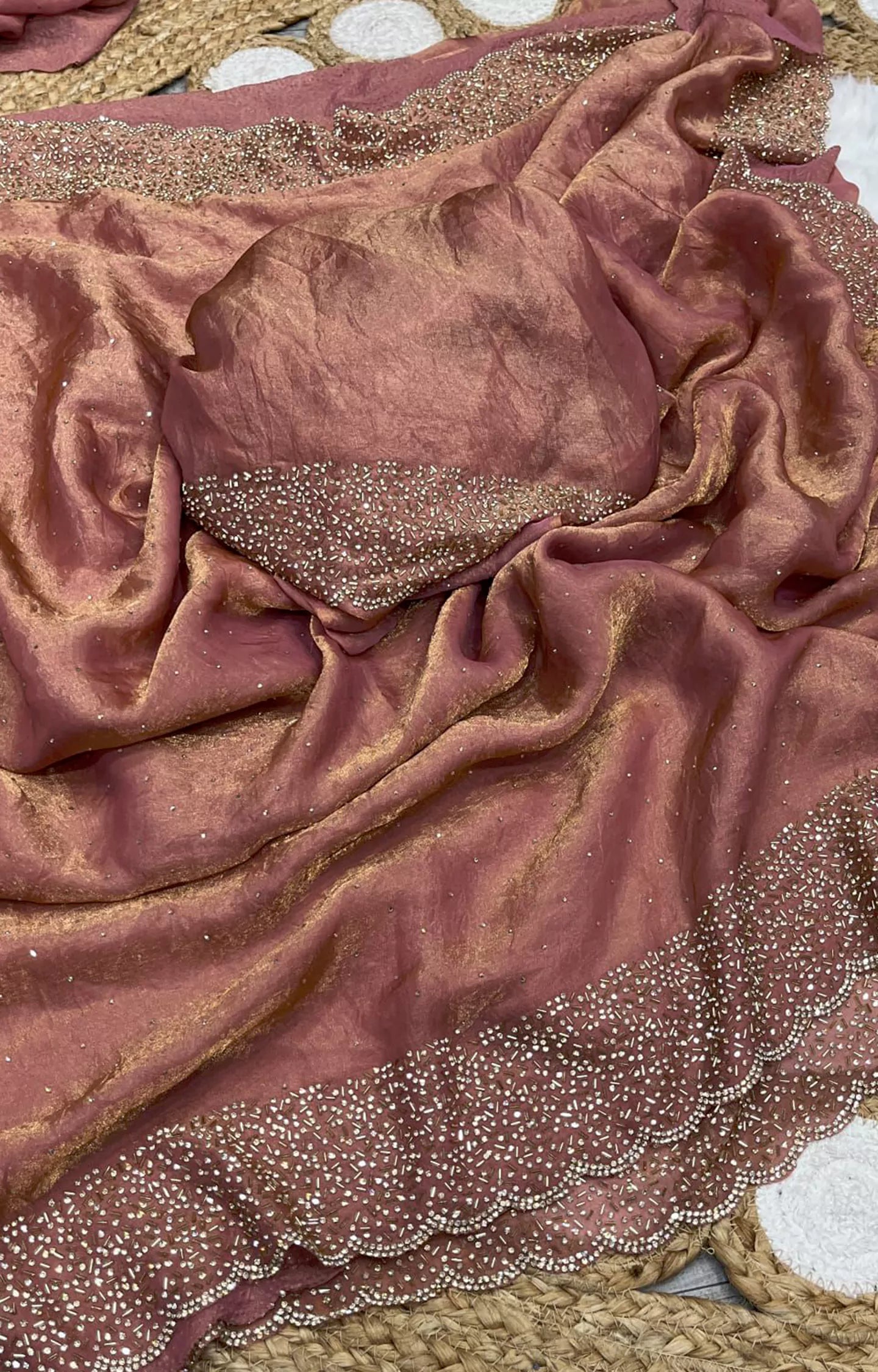 LESITA SPACE SILK ORIGINAL JARKHAN DIAMOND WORK SAREE