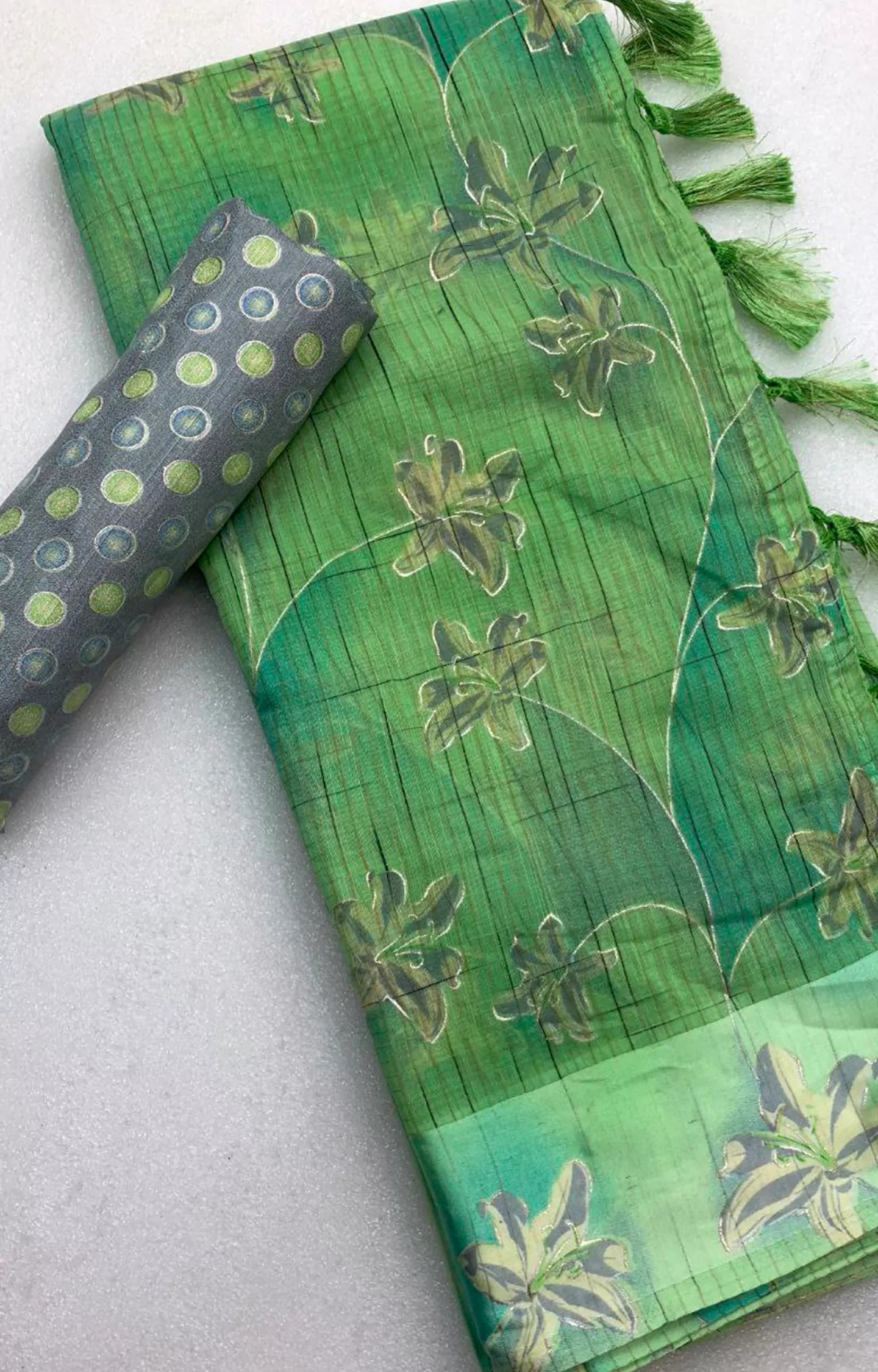 AKANKSHA SOFT LENIN FLORAL PRINTED SAREE