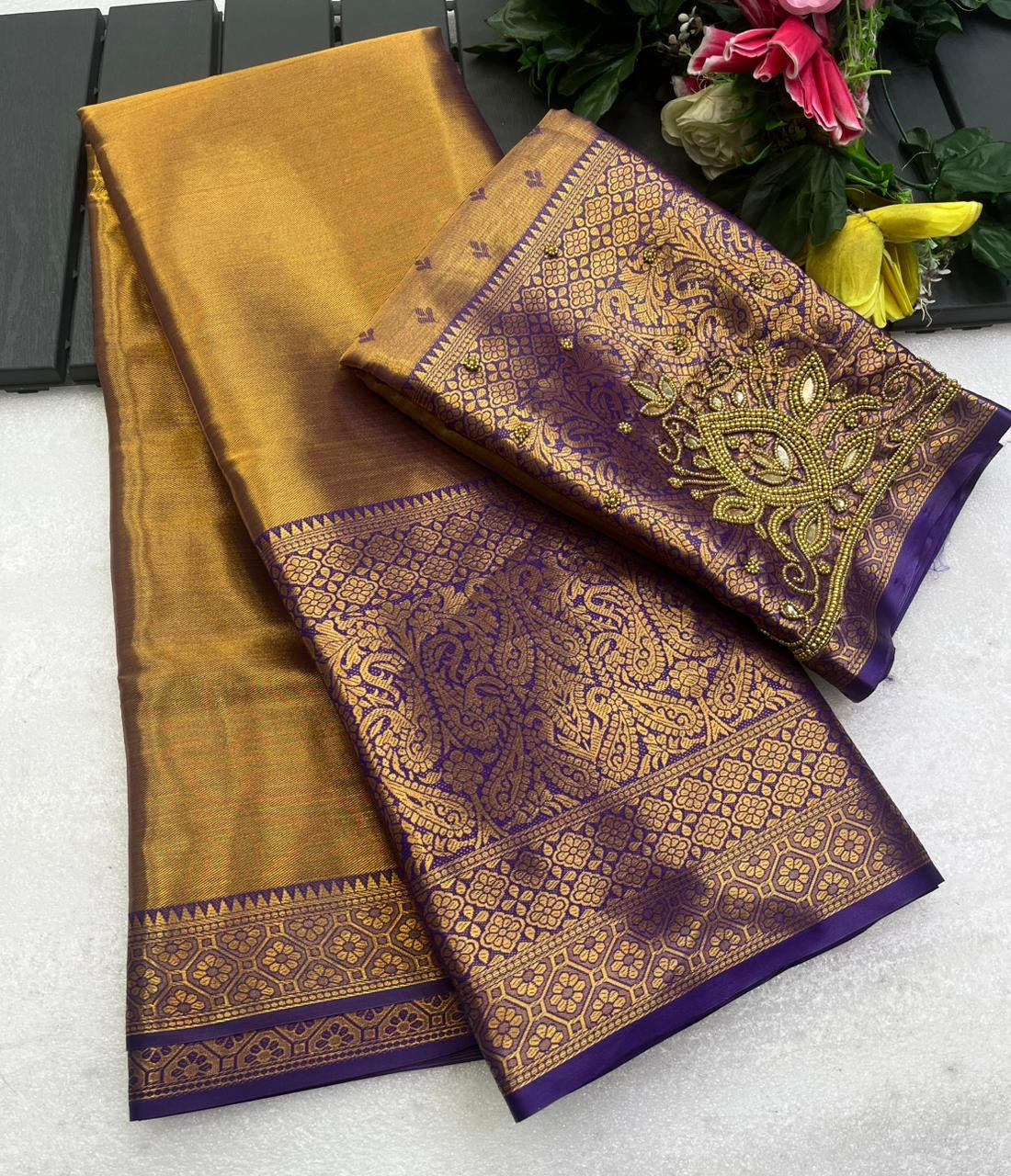 Foziya Kanjiviram Silk Pure Zari Weaving Saree