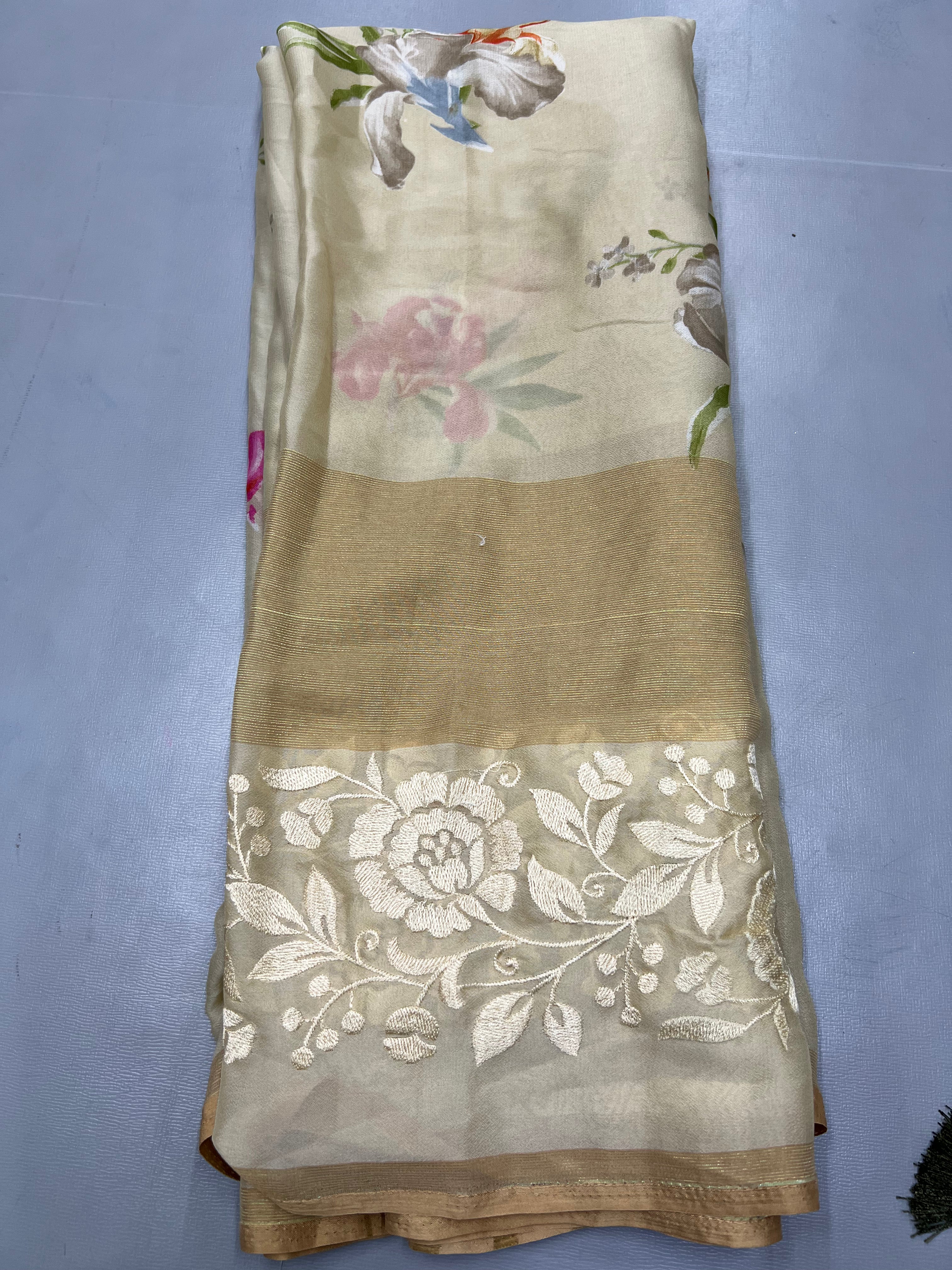FANCY PRINTED & EMBROIDERY WORK SAREE