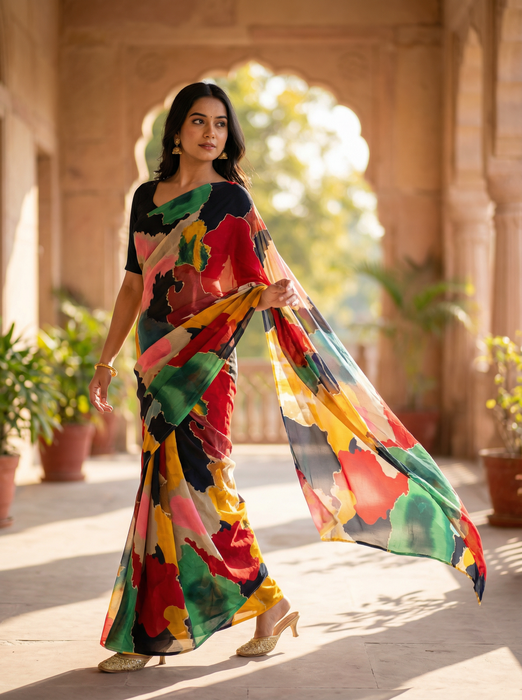 Inasa 2 Chiffon sabyasachi print Saree