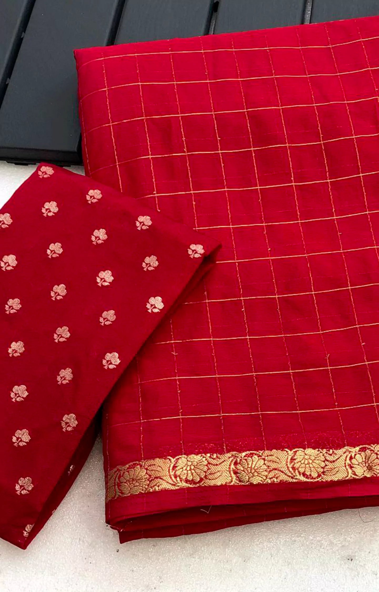 CHEXER PURE CHINON WEAVING CHEX SAREE