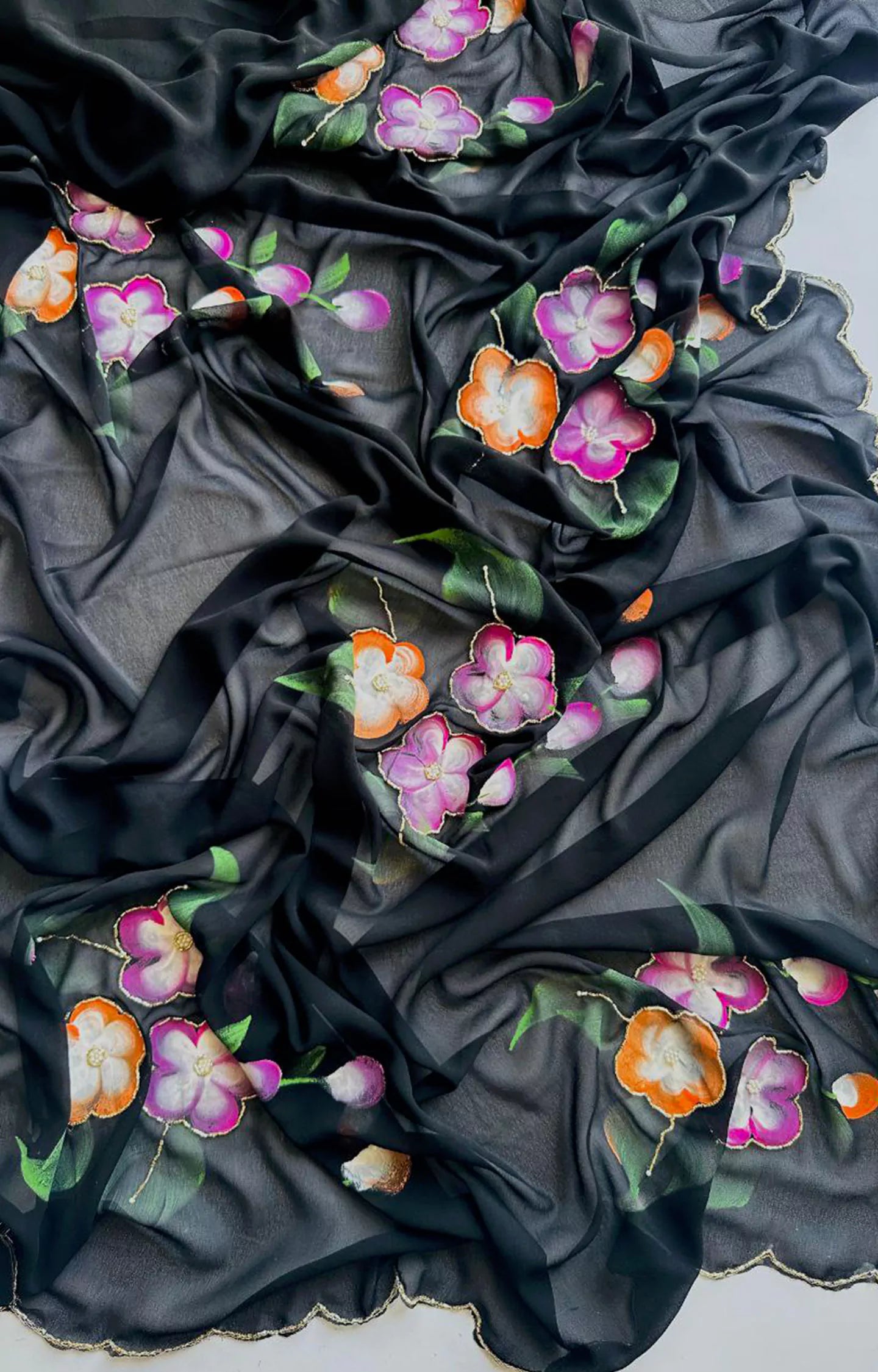 GROCERY HEAVY PURE FAUX GEORGETTE SAREE