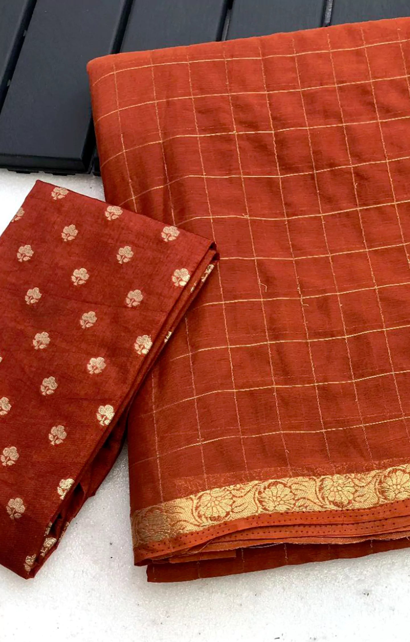 CHEXER PURE CHINON WEAVING CHEX SAREE