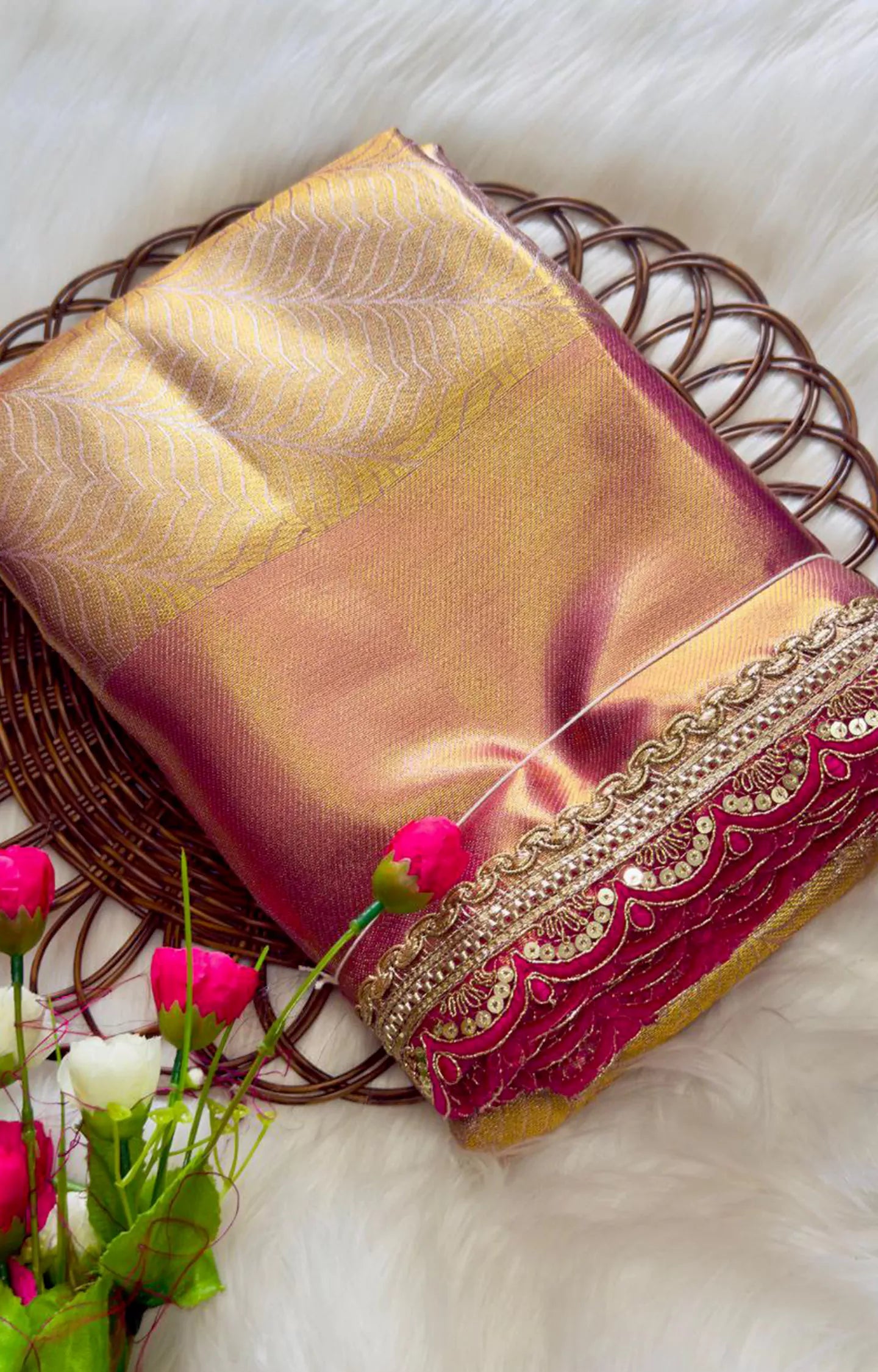 ZAVERIYA LAUNCHING SOFT GOLDEN TISSUE SILK SAREE
