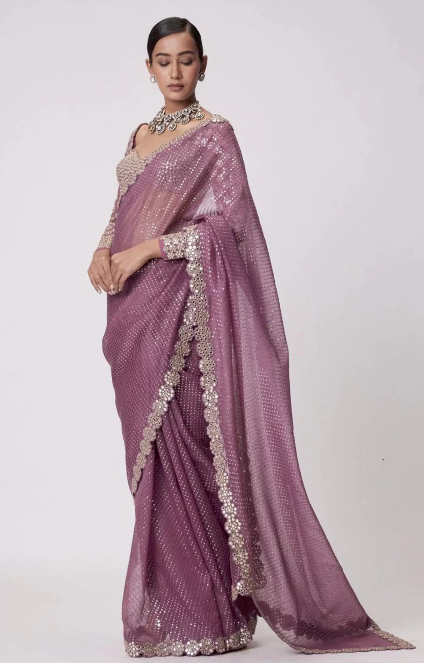 SHINNY FULL SAREE OF HEAVY QUALITY FAUX GEORGETTE SAREE