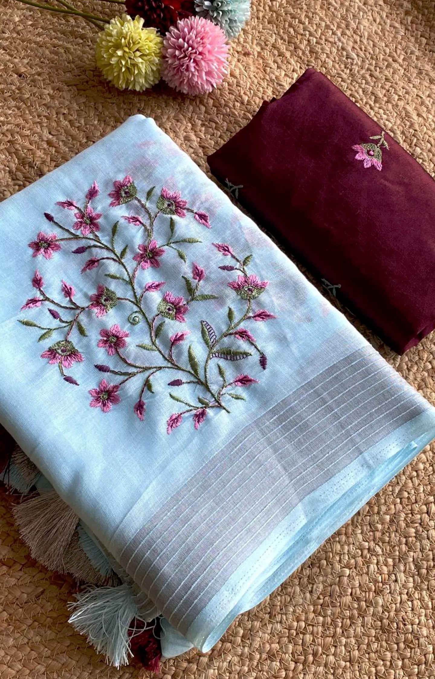 HUKSER PURE 90 COUNT LENIN SAREE
