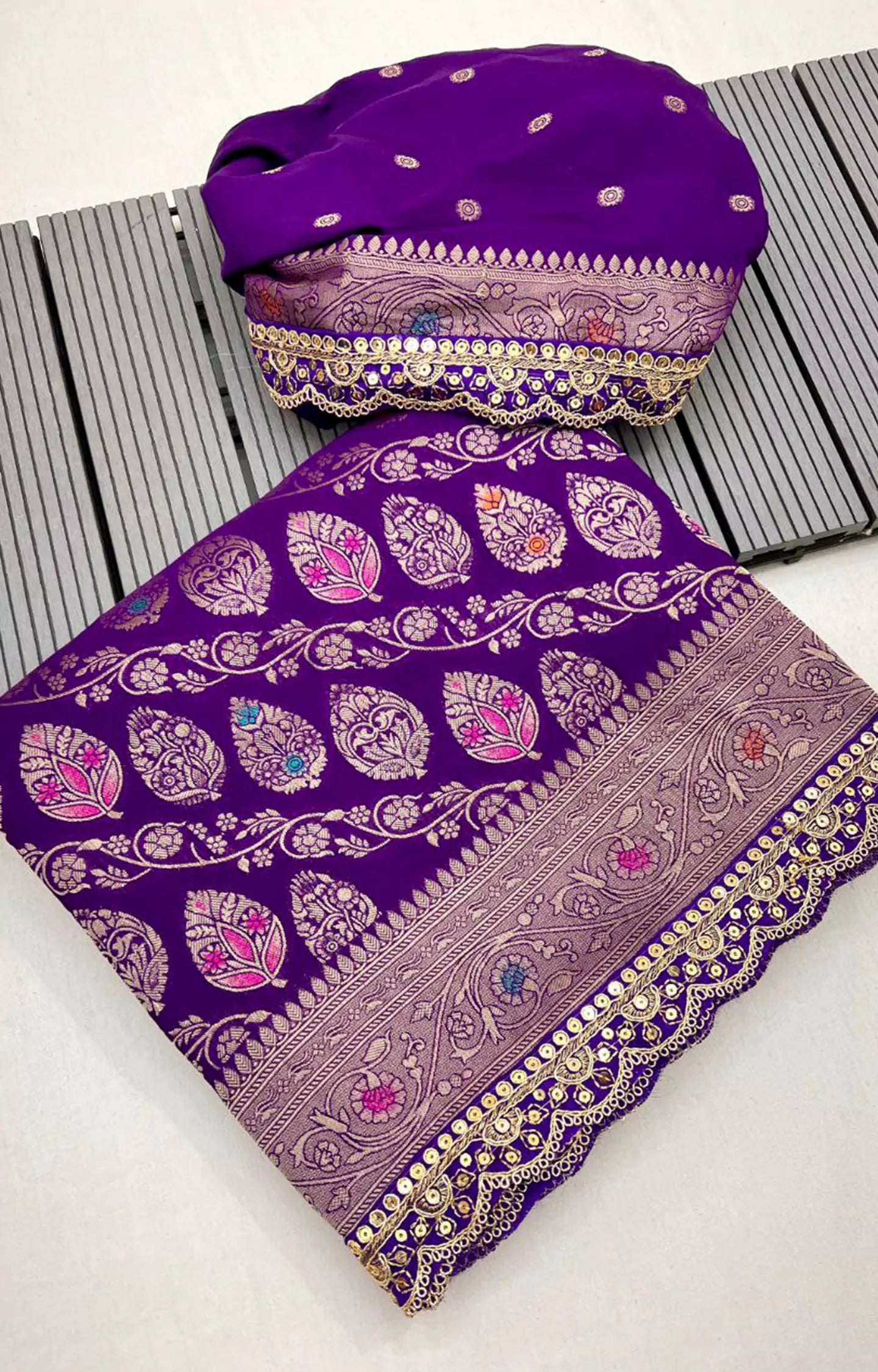 SOLUTION KHADI GEORGETTE SAREE