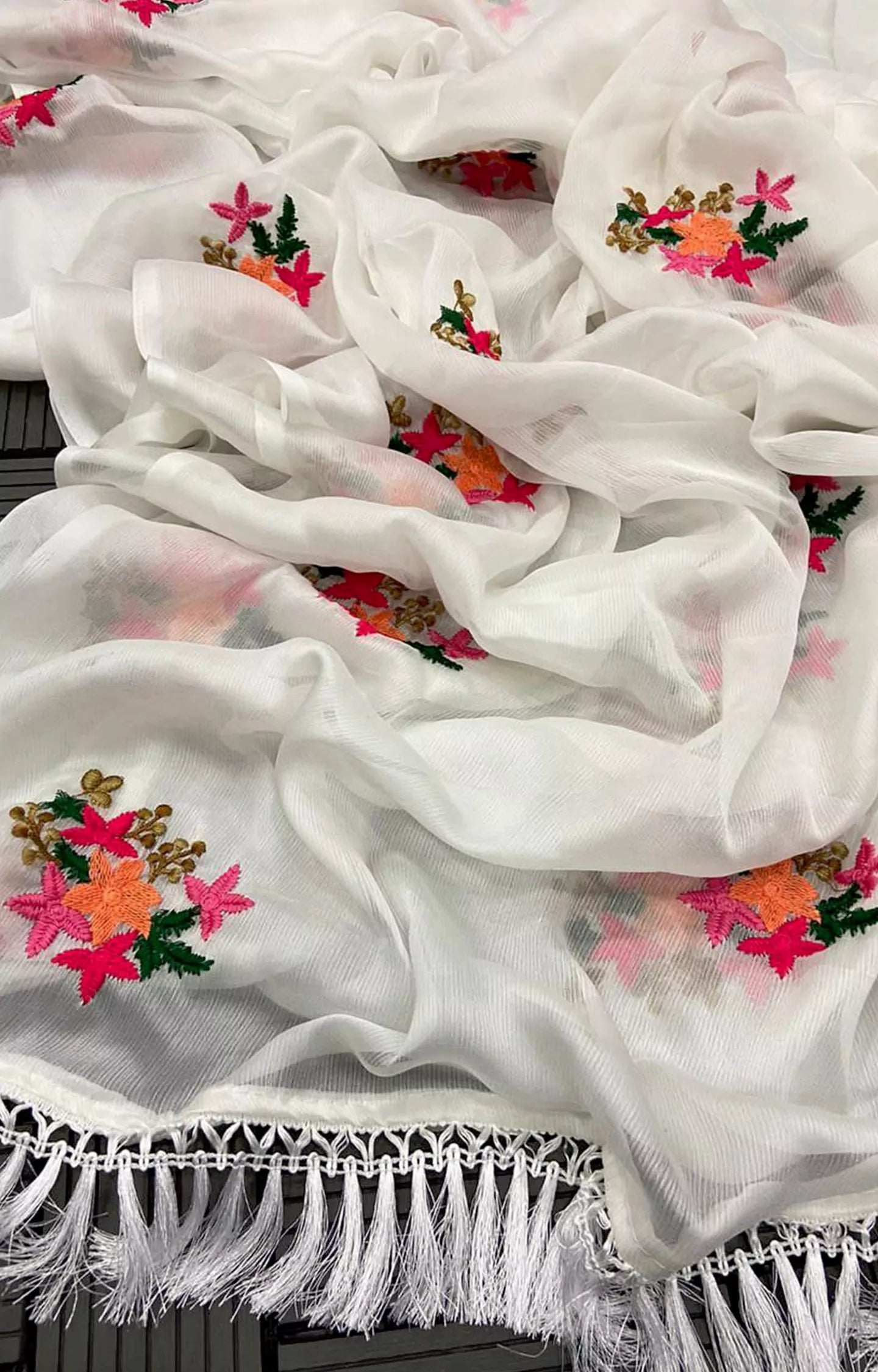 SHERINA PURE SATIN CHIFFON FABRIC SAREE