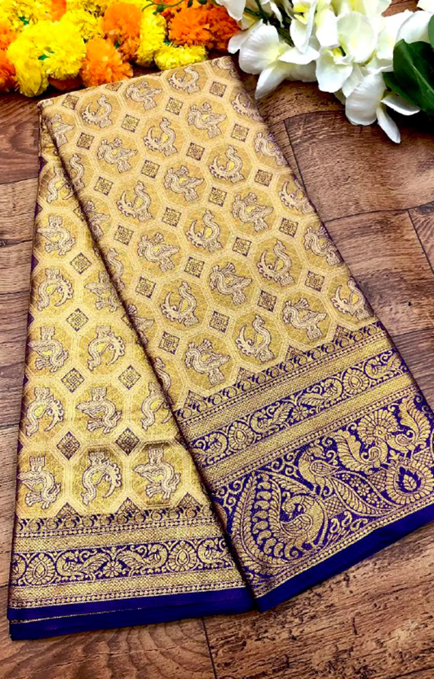 ZODE 3 KANJIVIRAM PATTU SILK PURE GOLD ZARI WEAVING SAREE.