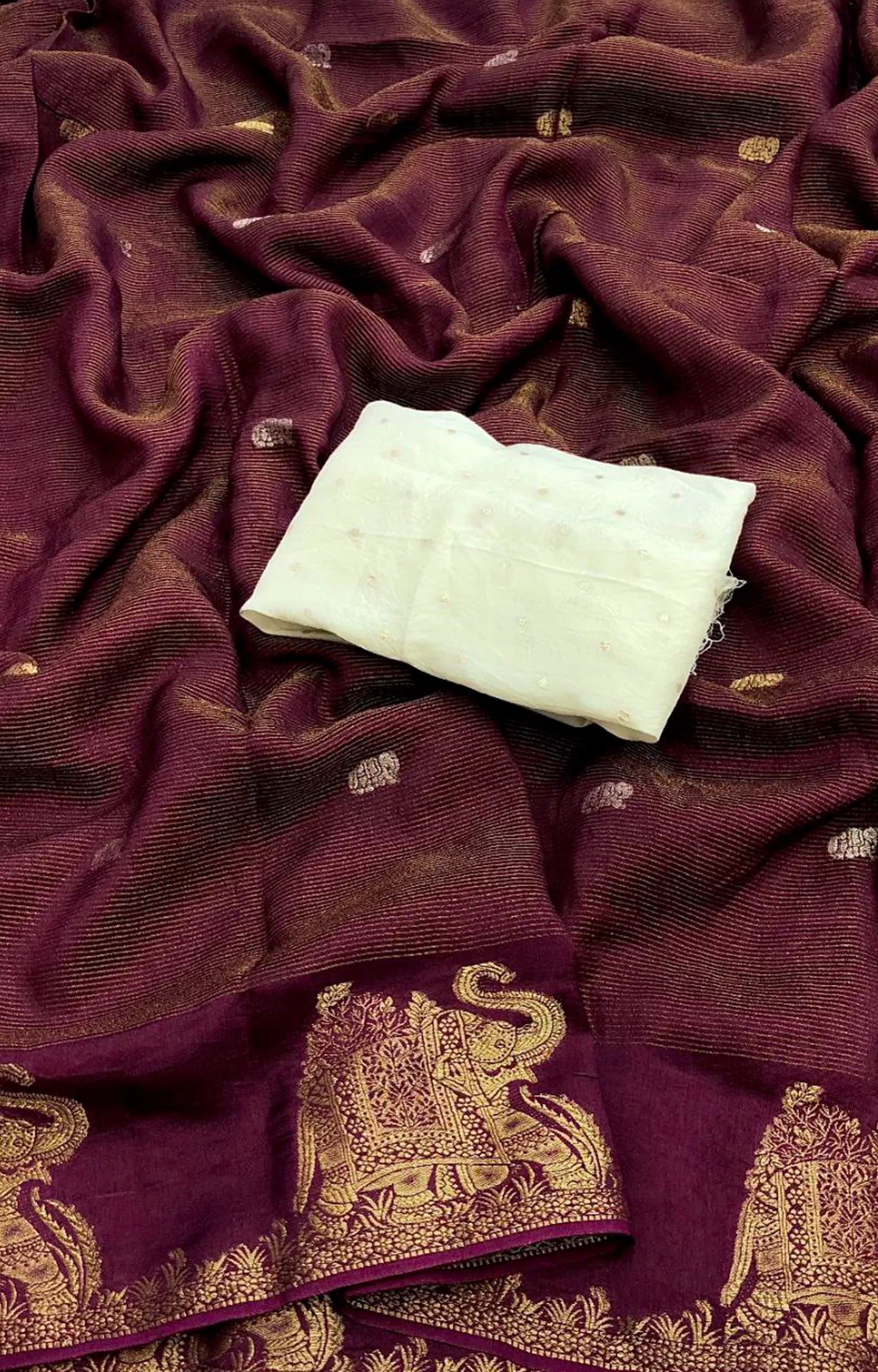 AAEEDA PURE VISCOS SILK ELEPHANT DESIGN SAREE