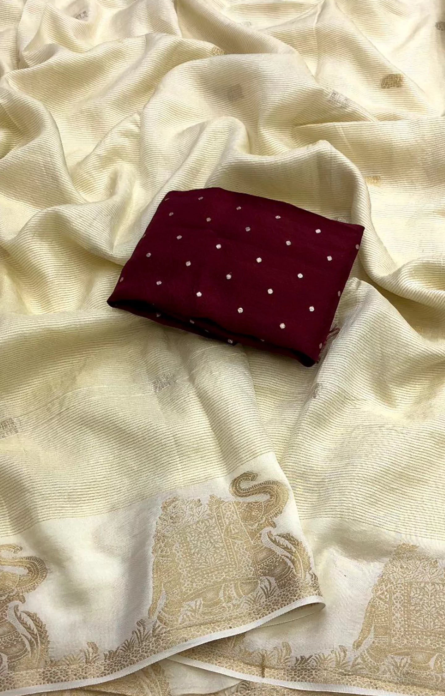 AAEEDA PURE VISCOS SILK ELEPHANT DESIGN SAREE