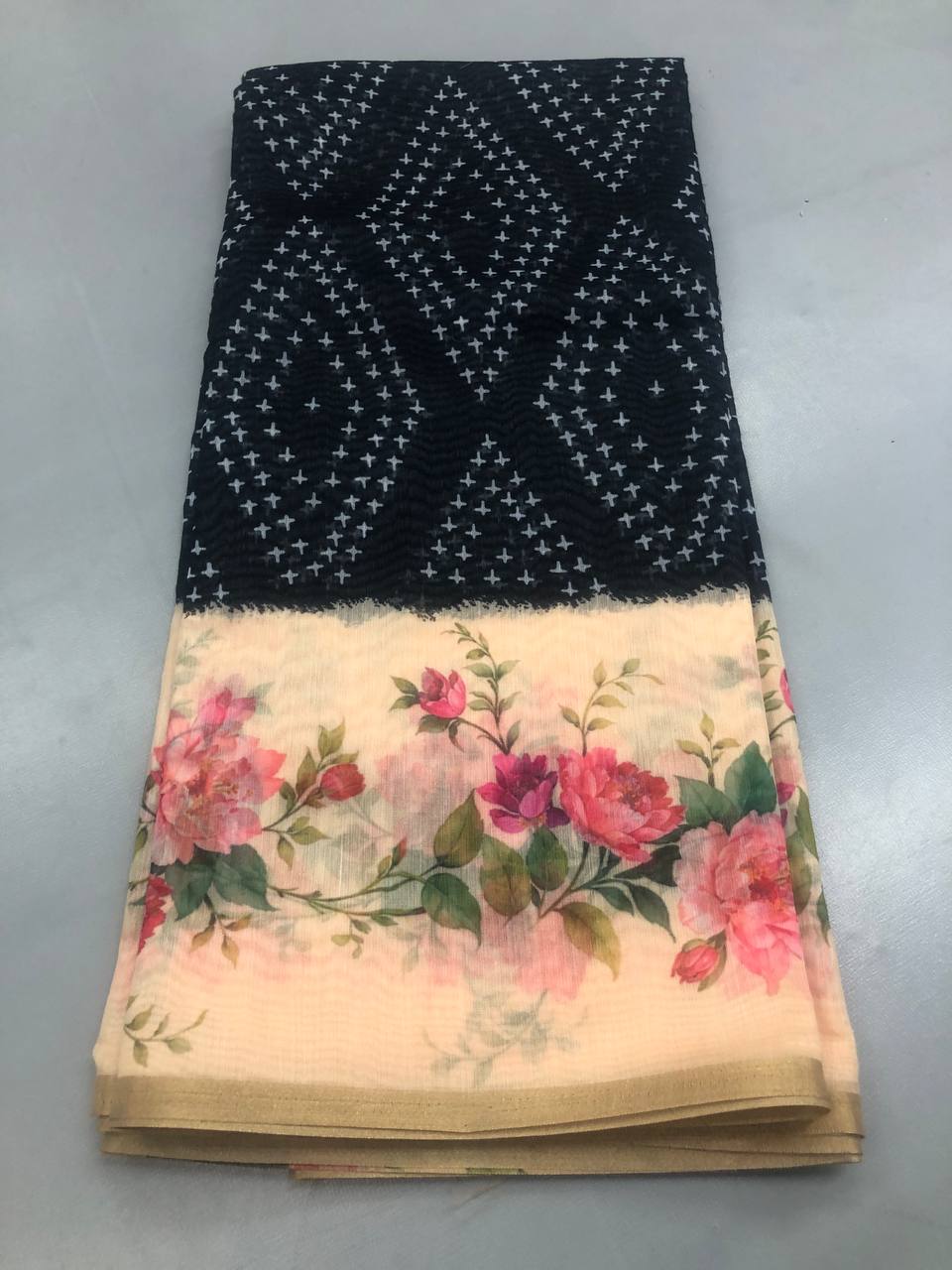 Tussar Silk Floral Digital Print Saree