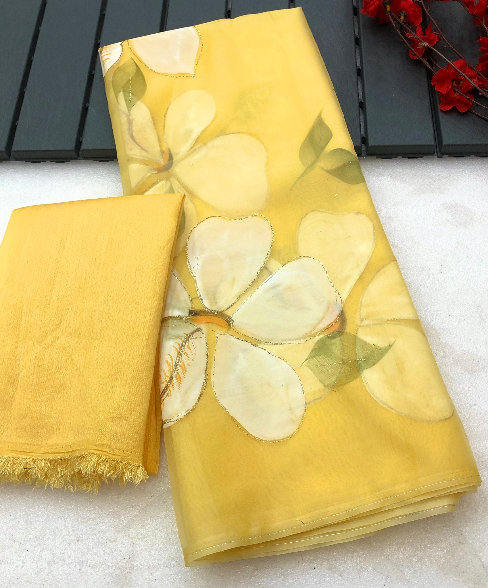 Adiva Organza Hand Painted Saree