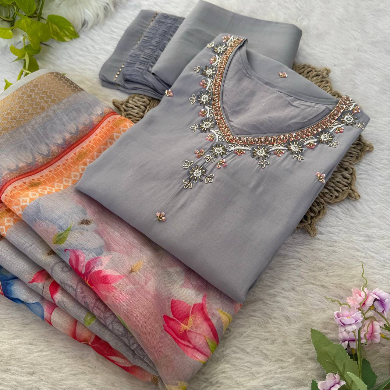 Perry Premium Roman Silk Soft Fabric Kurti