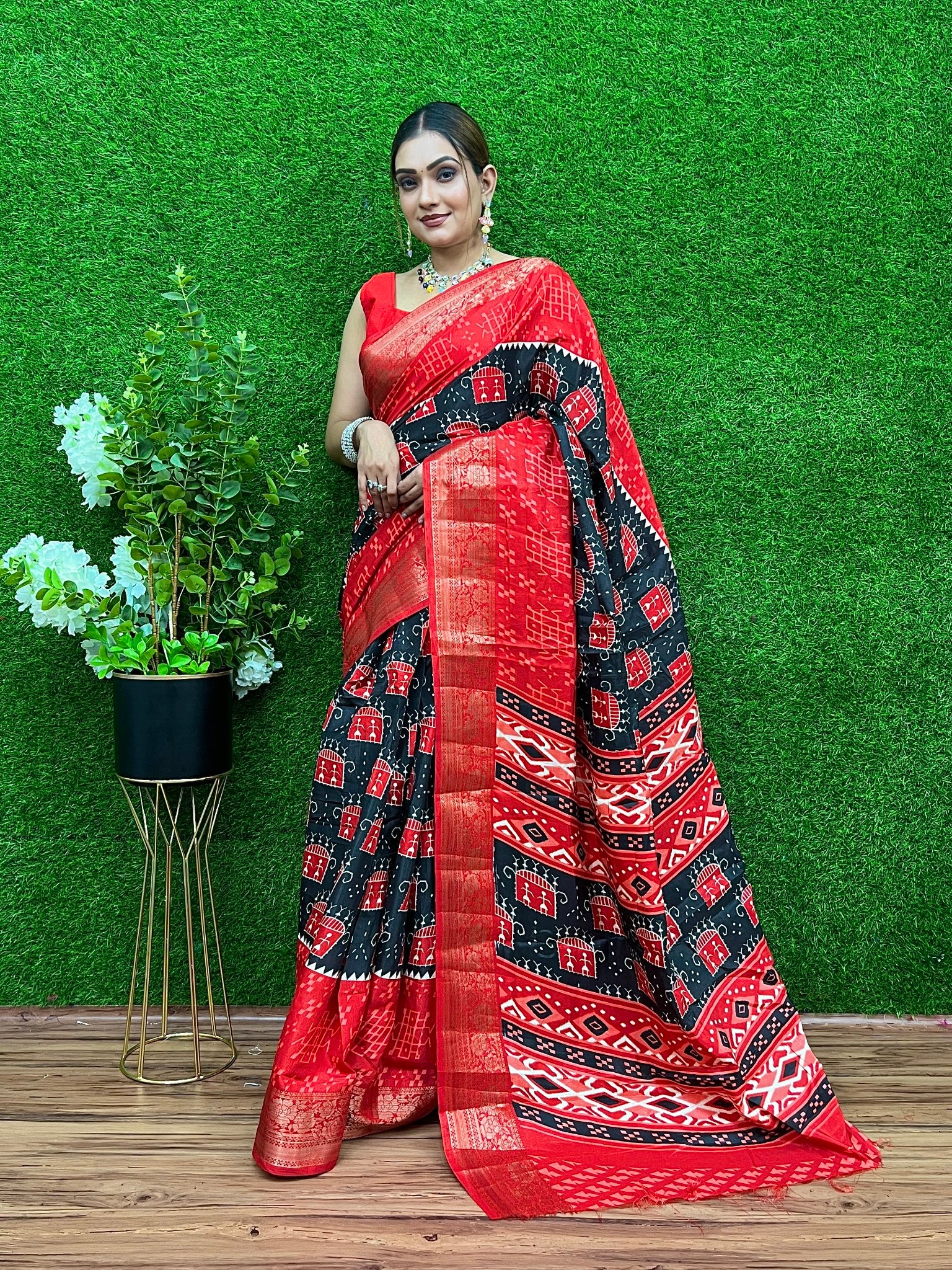 Farhad 2 Soft Chanderi Lenin Ikkat Printed Saree