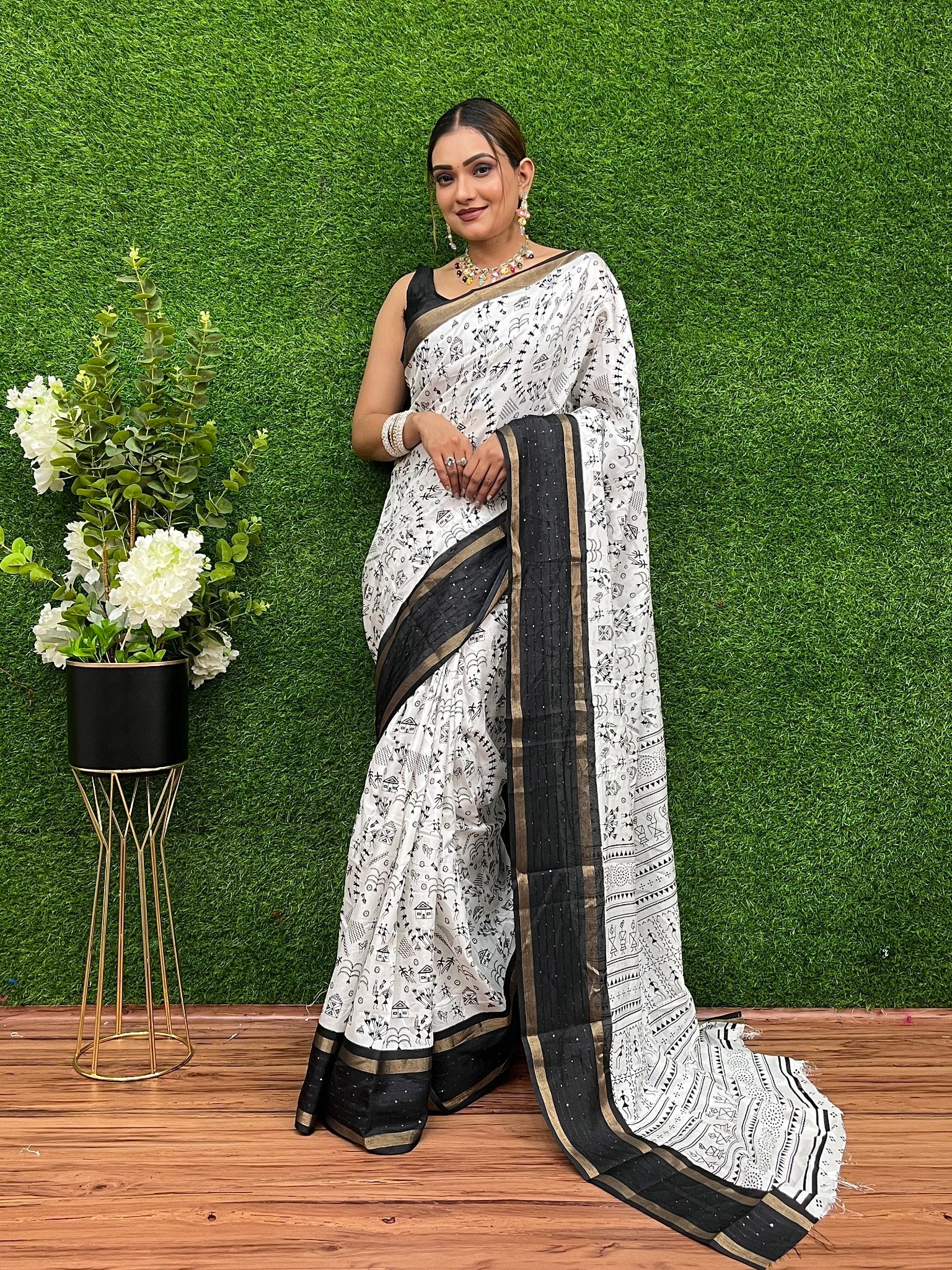 Boat 5 Soft Chanderi Lenin Printed Saree