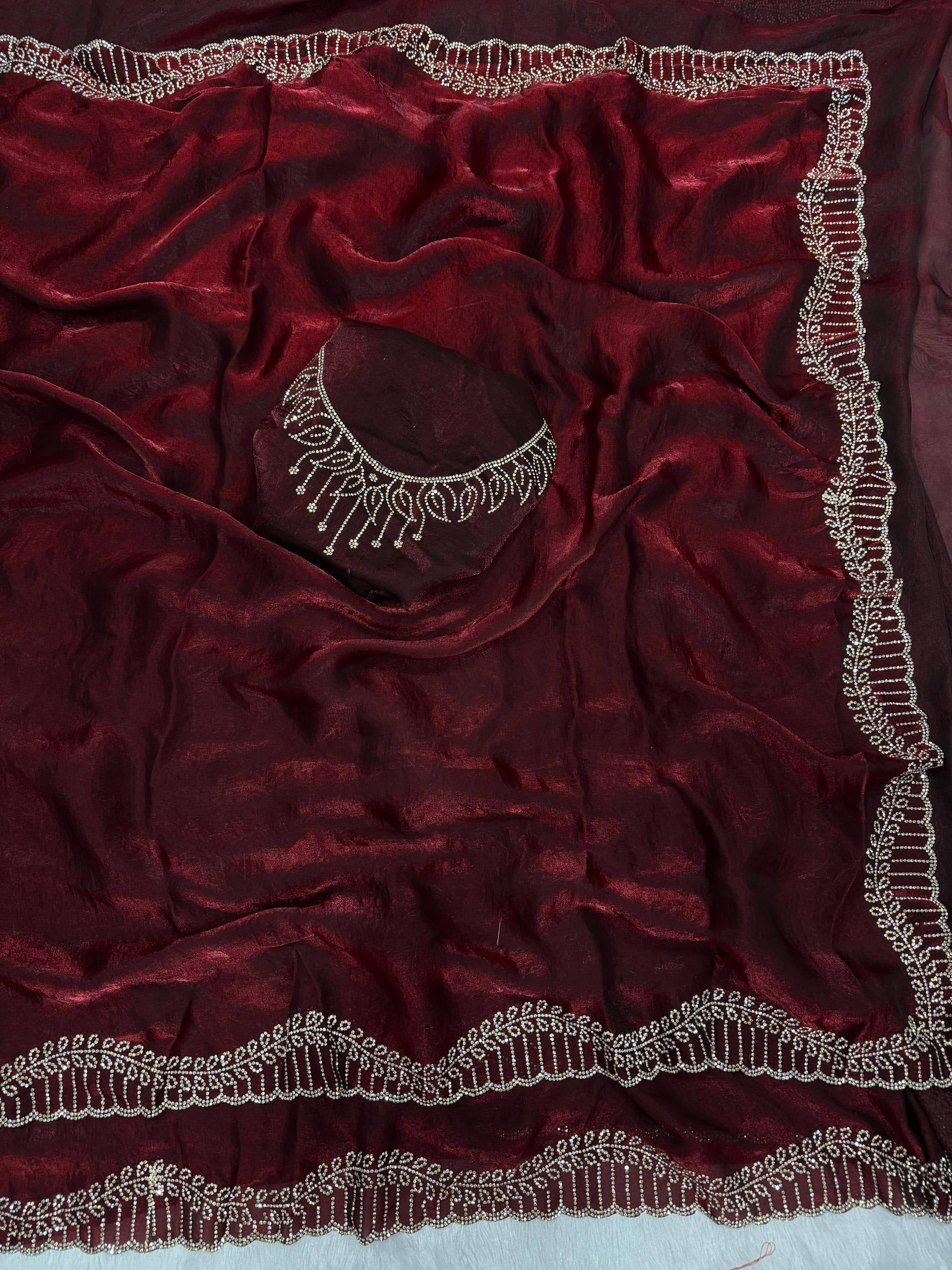 Summary Space Silk Jarkhan Diamond work Saree