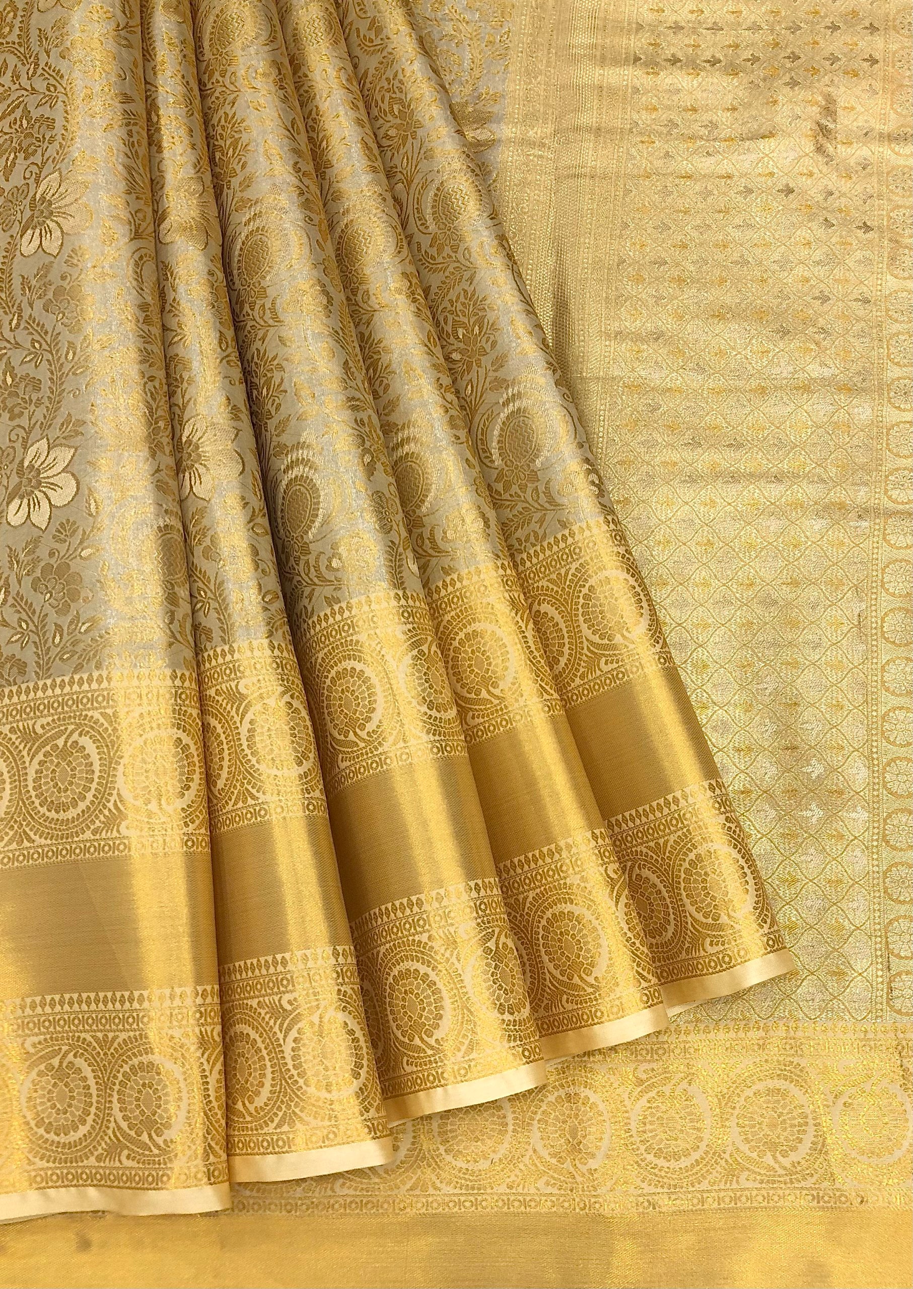 Council Gold Kanjiviram Silk Zari Weaving Saree