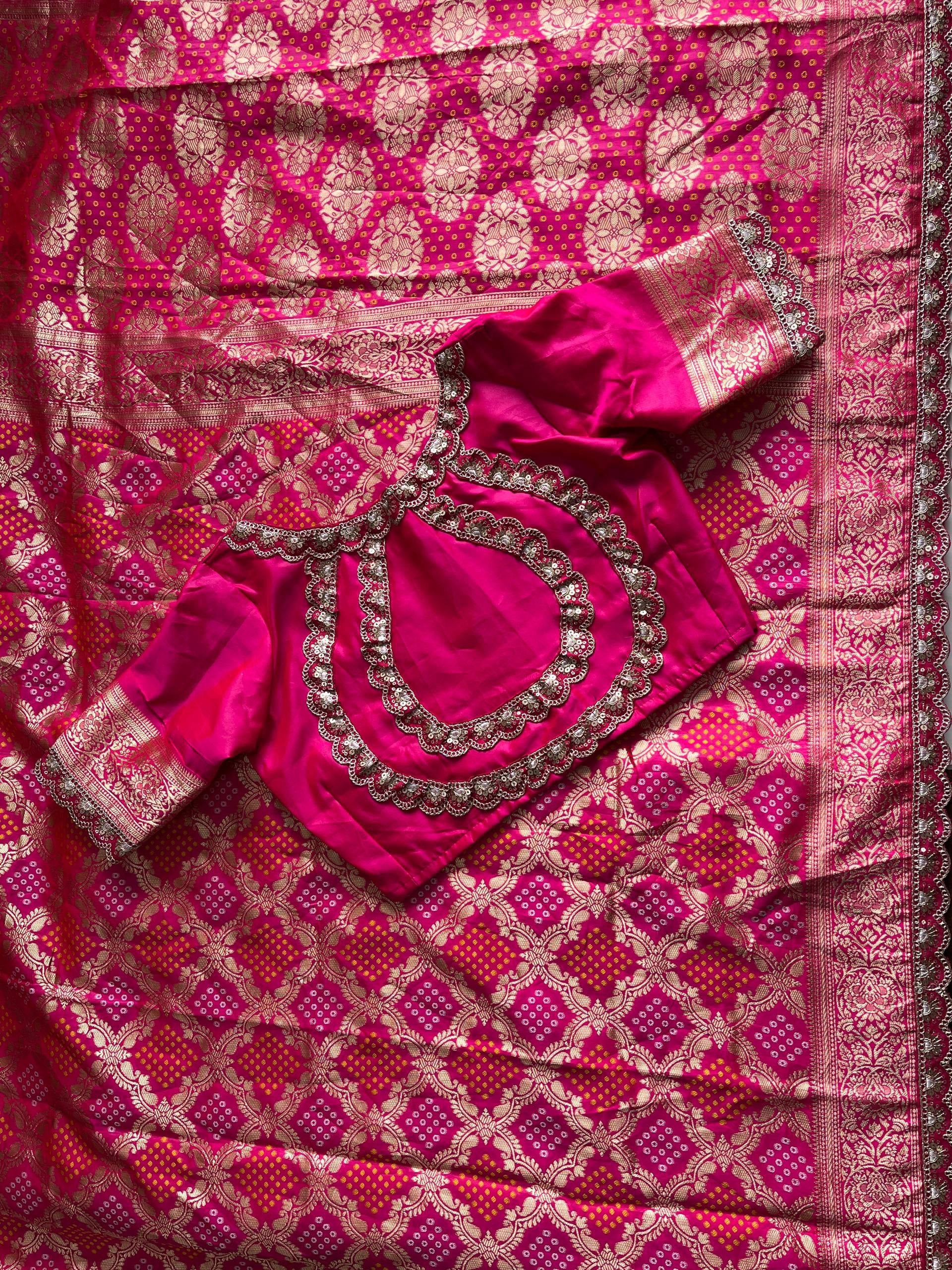 Premium Banarasi Pattu Bandhani Weaving Saree