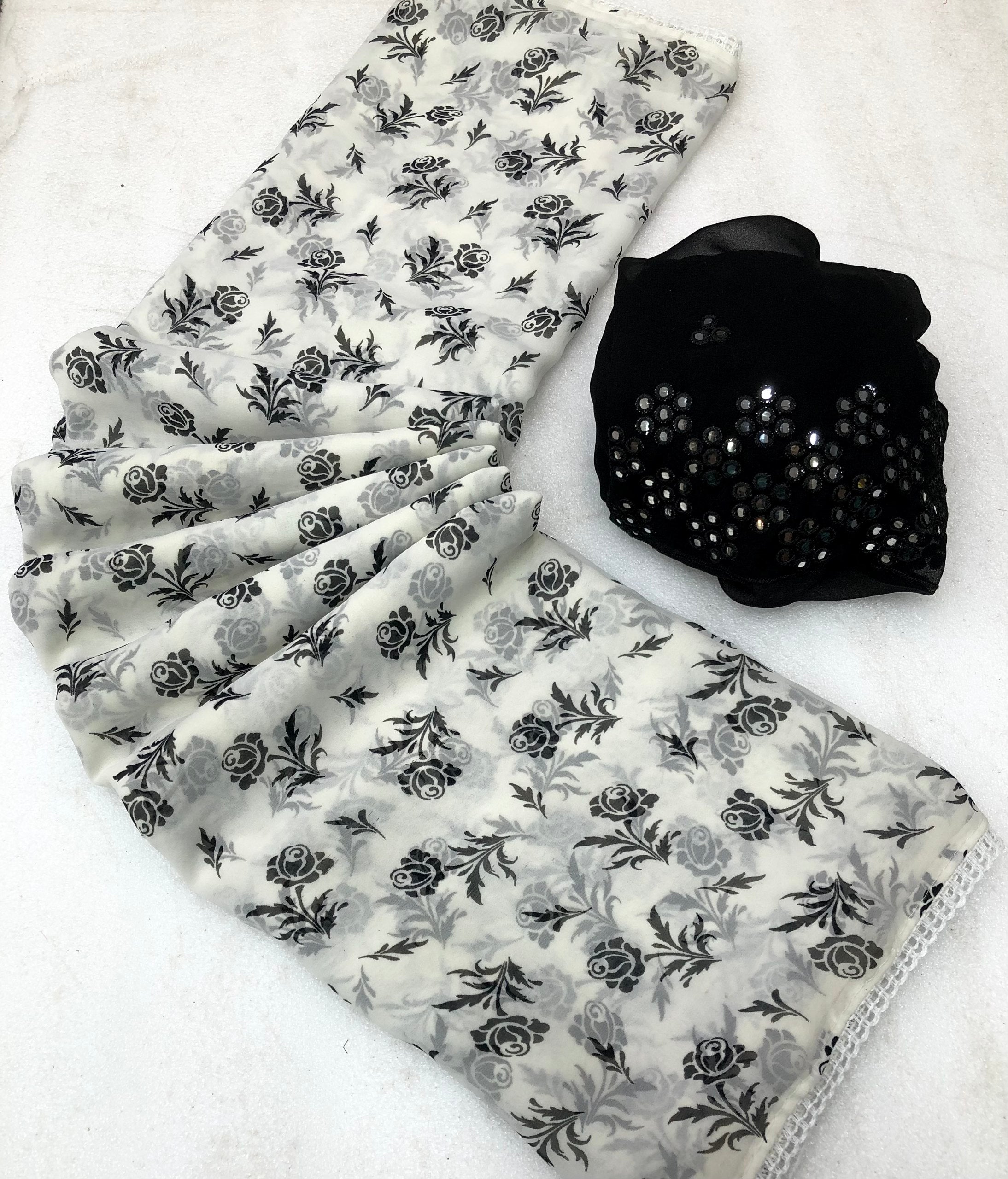 Dargenian Chiffon Floral Printed Saree