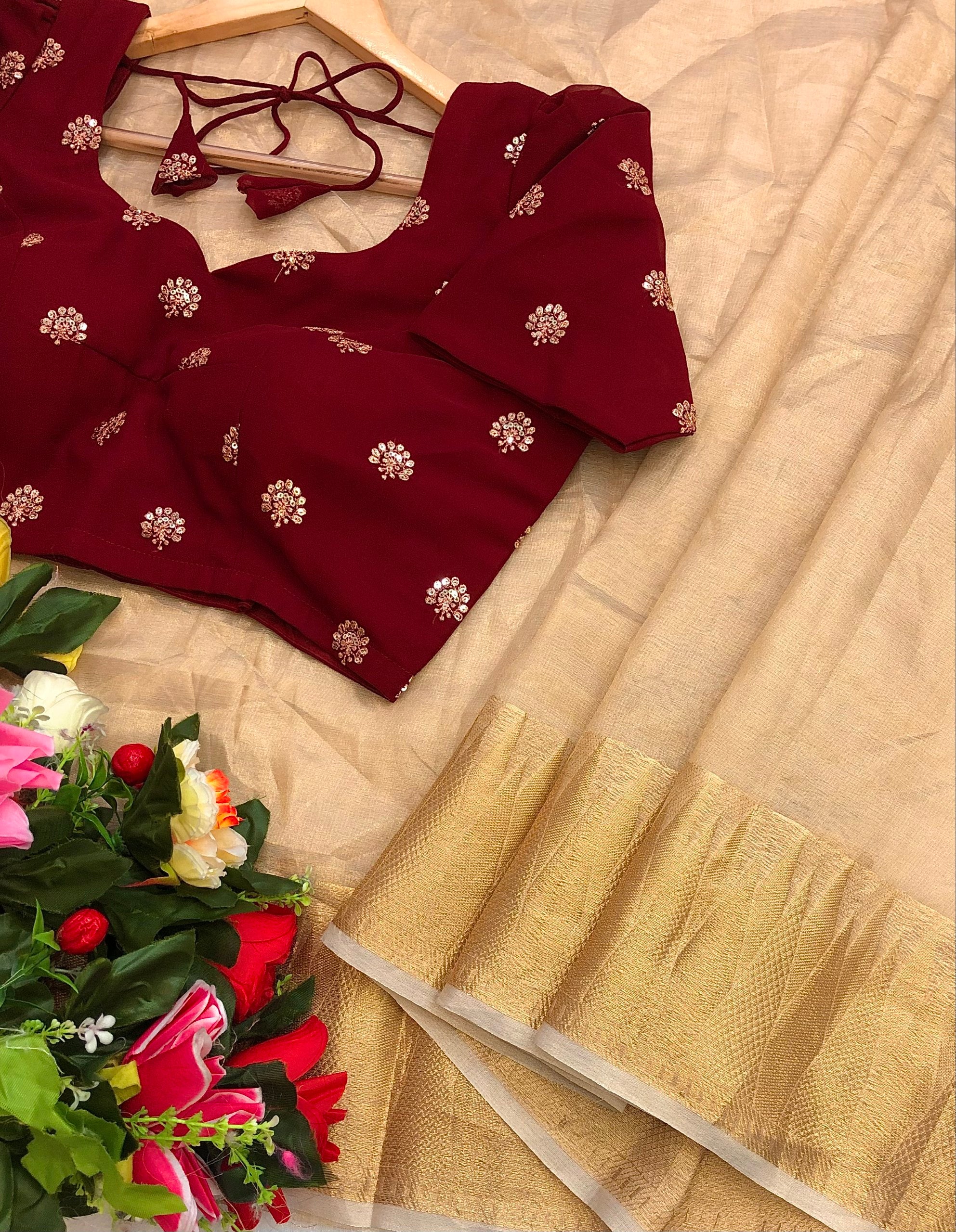 Moreno Gold Tissue Silk Temple Design Saree