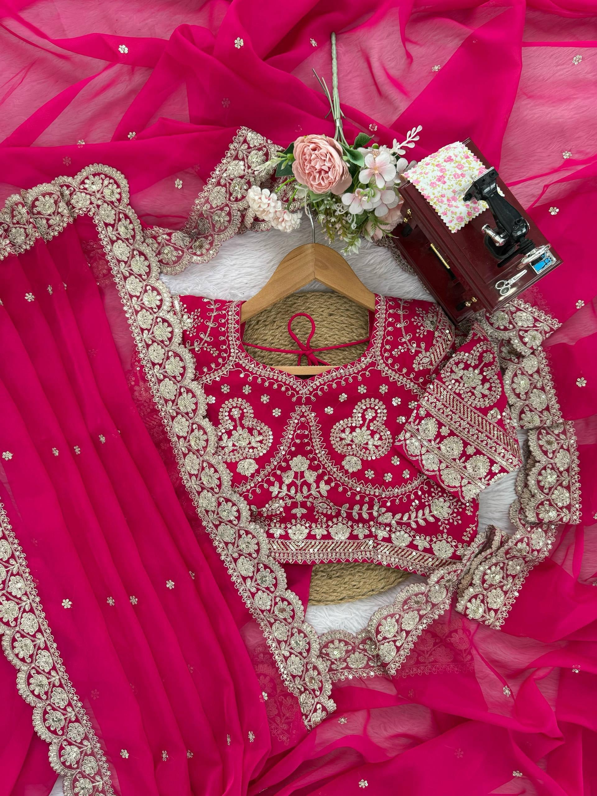 October Tibby Silk Sequence With Thred Work Saree