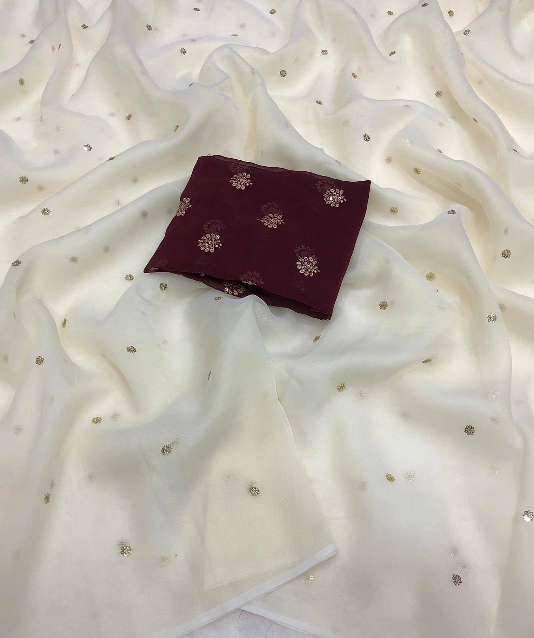 Similar Chiffon Embroidery Sequence Work Saree