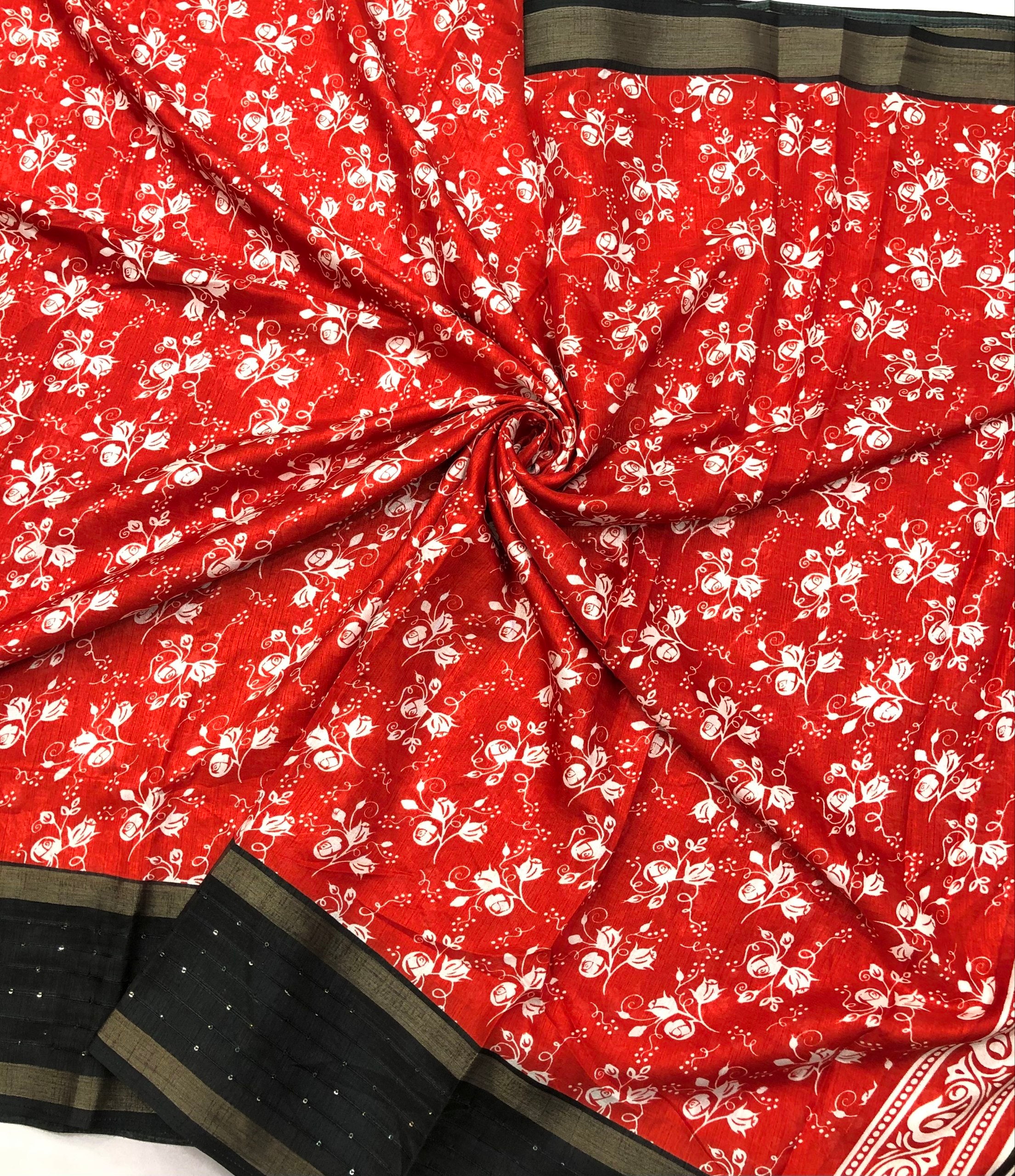 Gulab Soft Chanderi Lenin Printed Saree