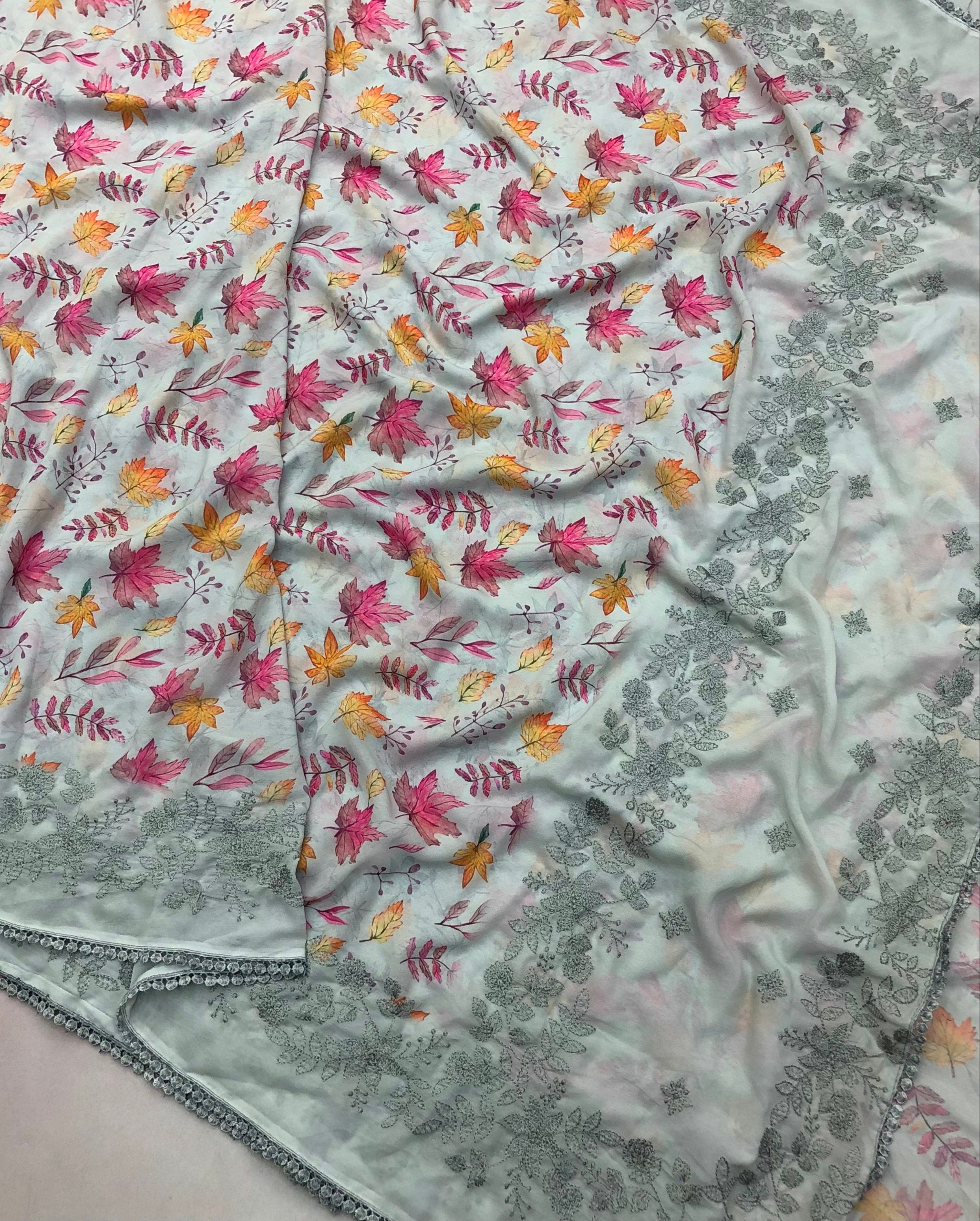 Isadora 3 Chiffon Floral Digital Print With Embroidery Work Saree