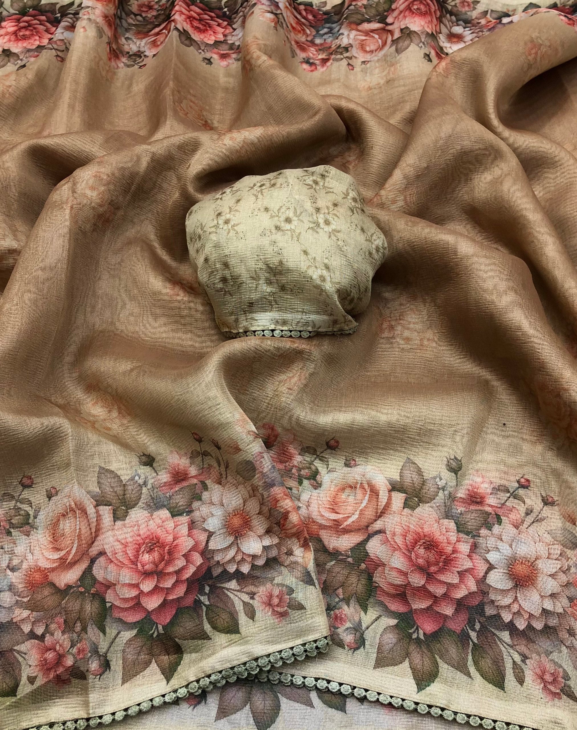 Yohana Tissue Silk Floral Digital Print Saree