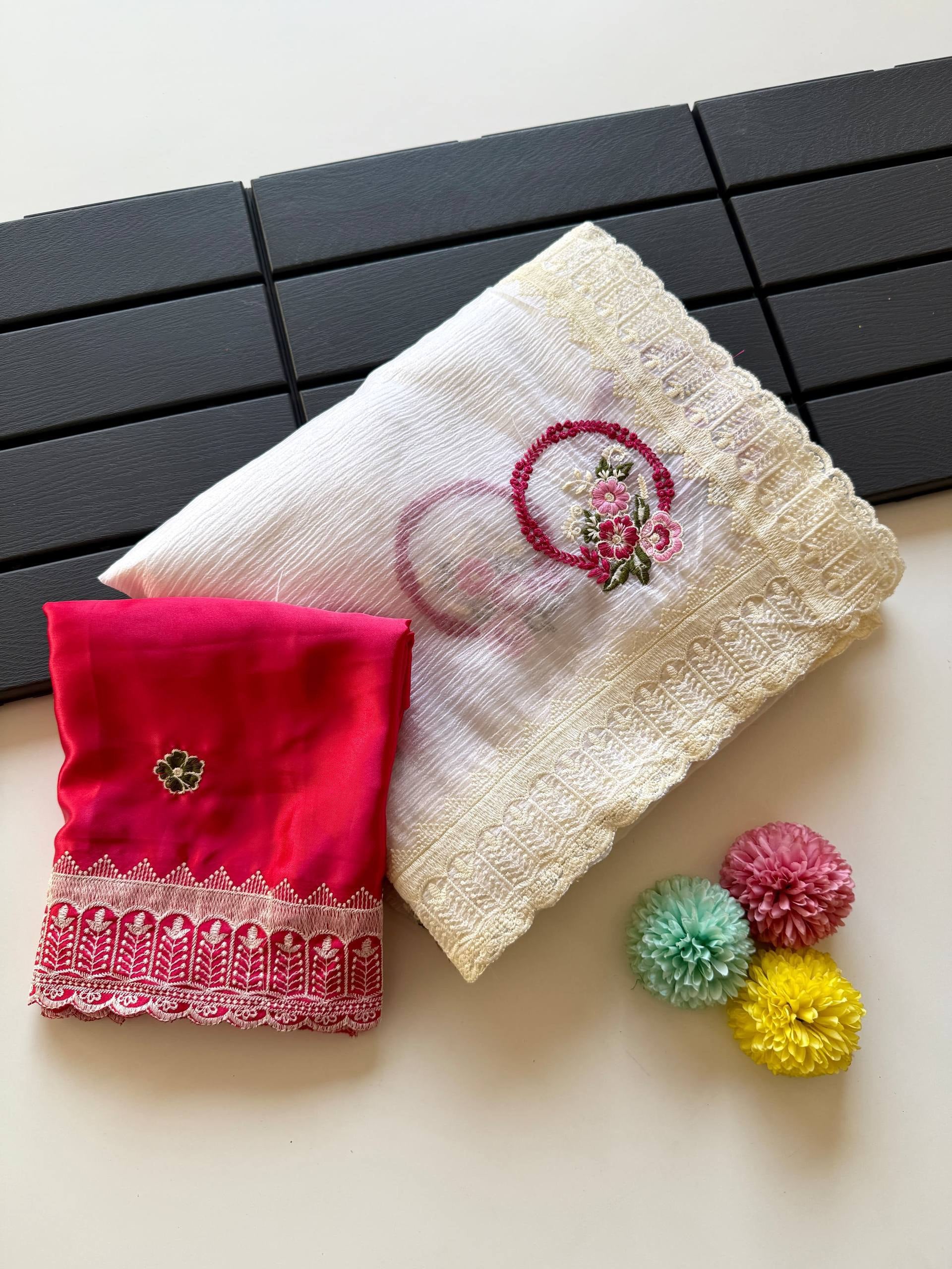 Stage Pure Crush Georgette Chiffon Embroidery Saree