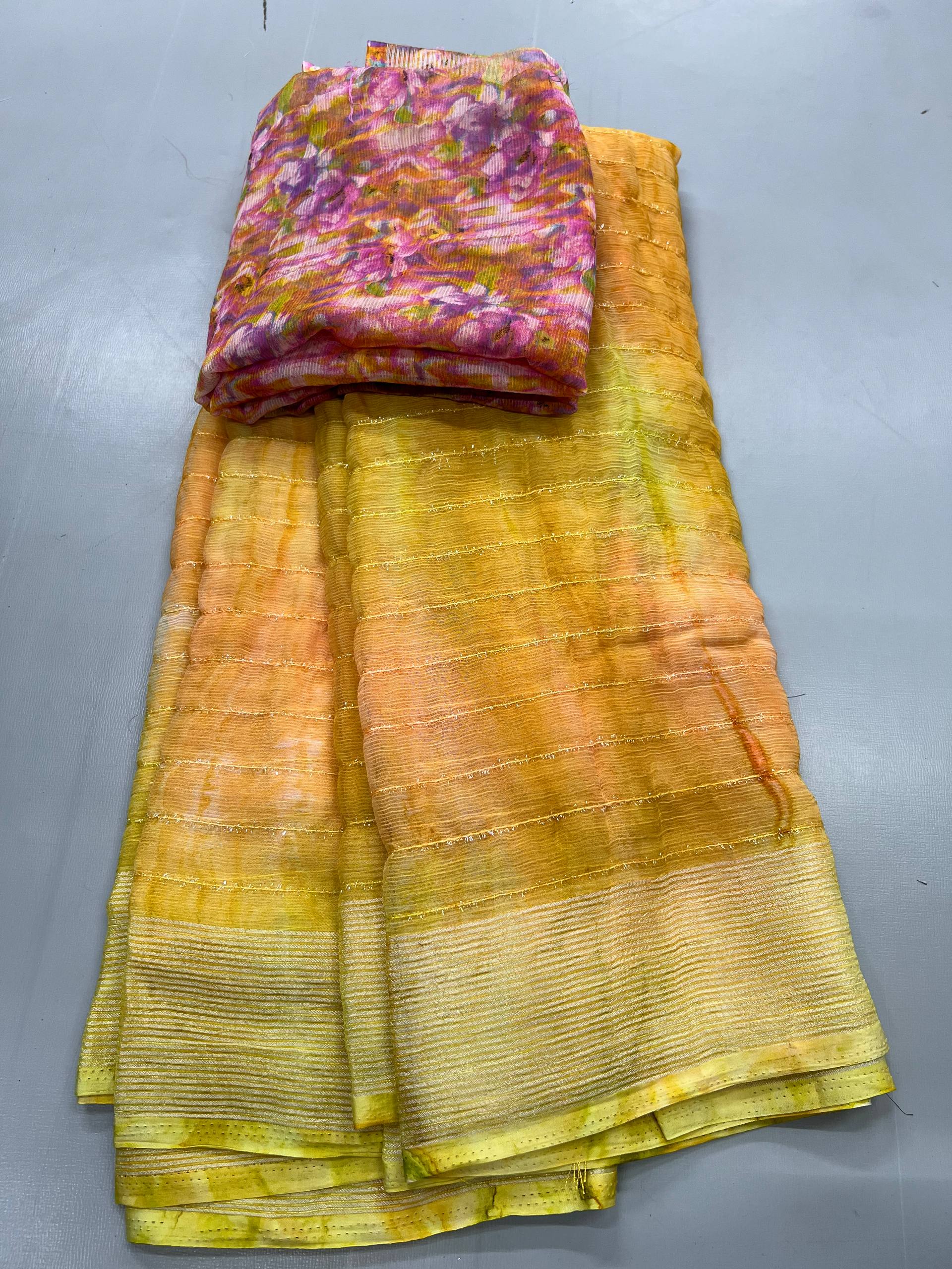 Chiffon Shaded Furr Work Saree