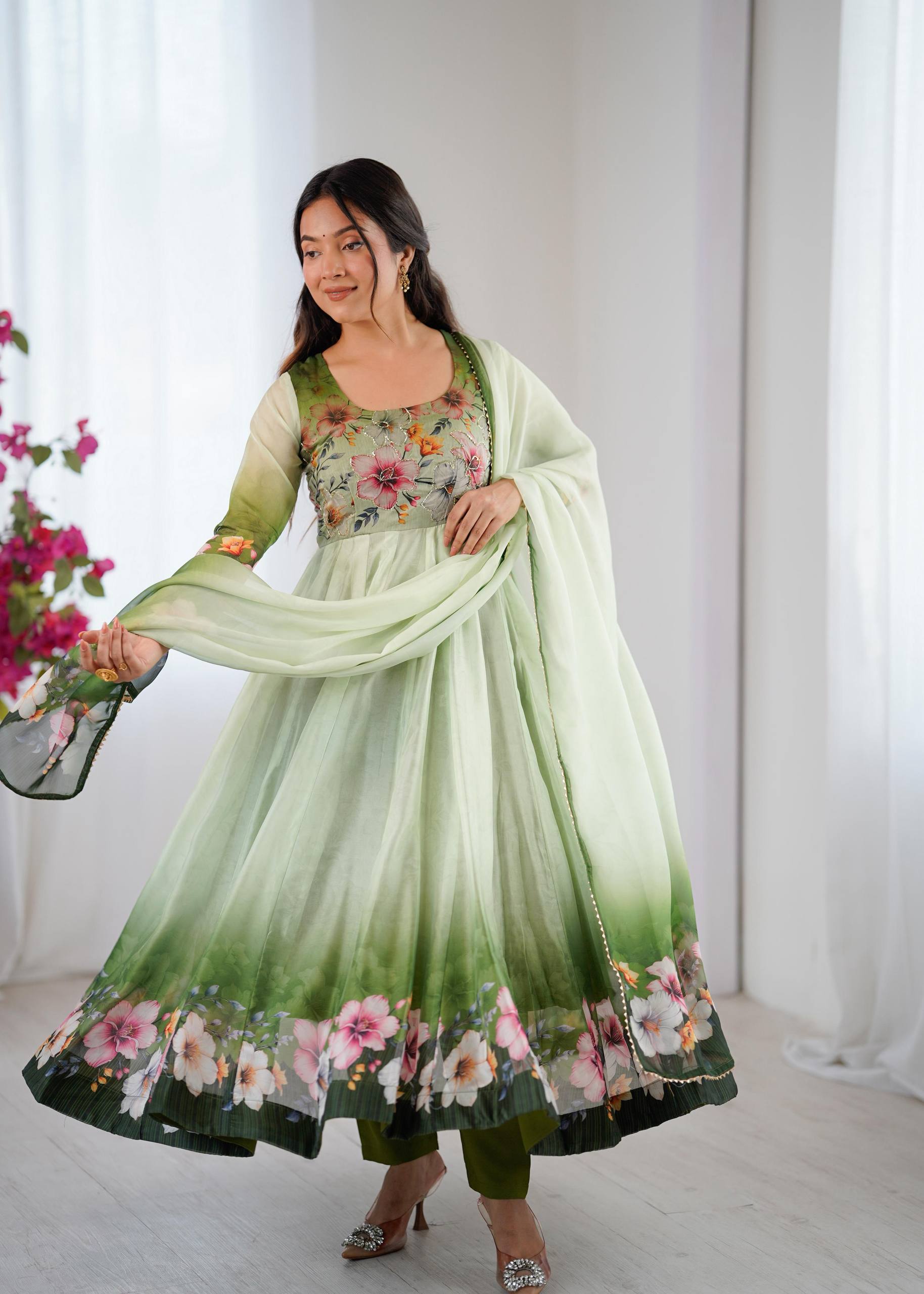 Author Organza Soft Taby Silk Digital Print Gown