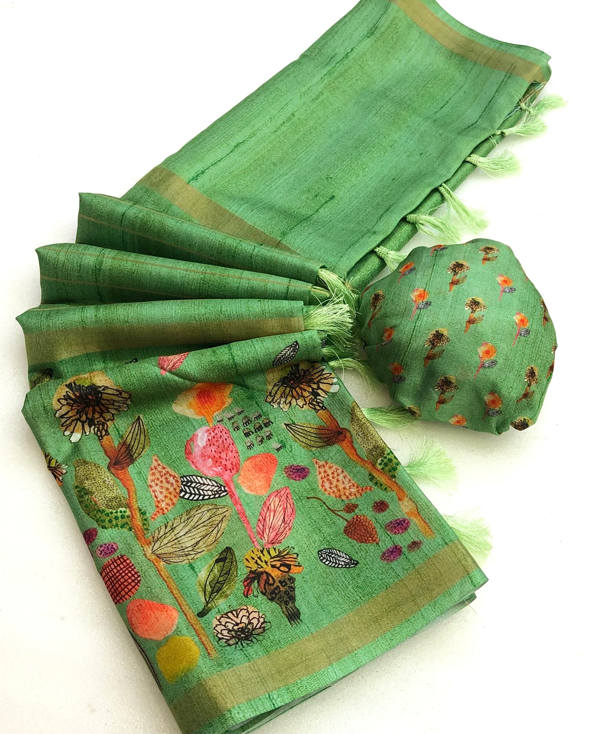 Craks Dola Silk Mysore Style Weave Printed Saree