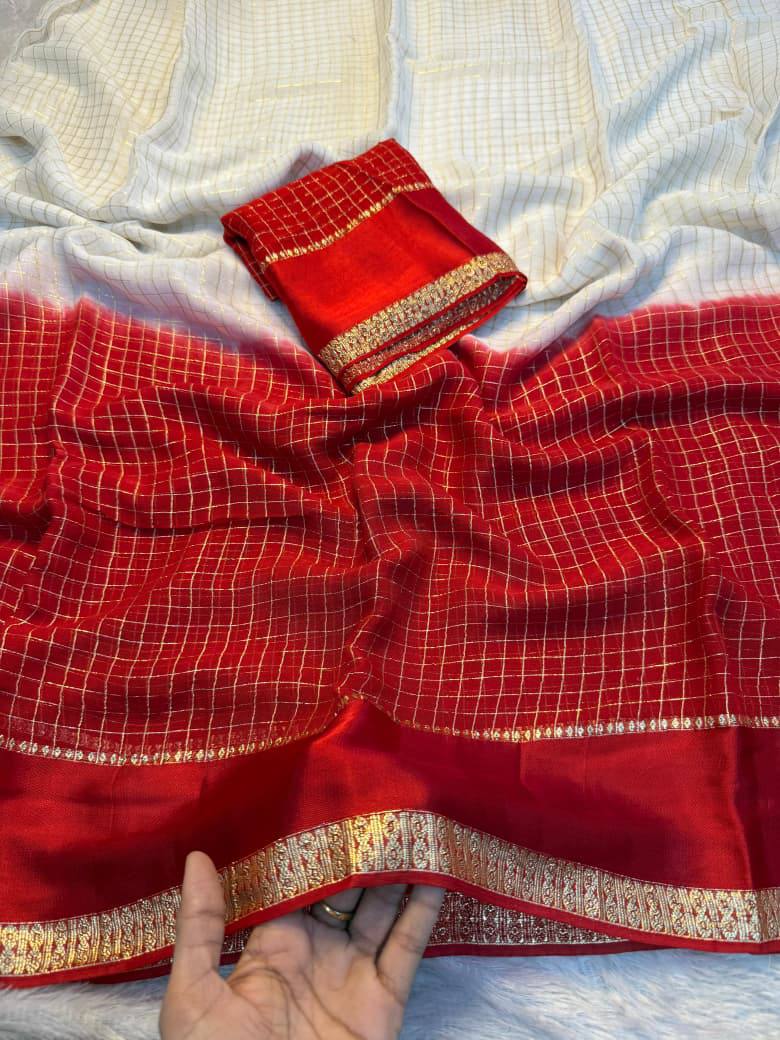 Wave Pure Viscose Georgette Chex Weaving Saree