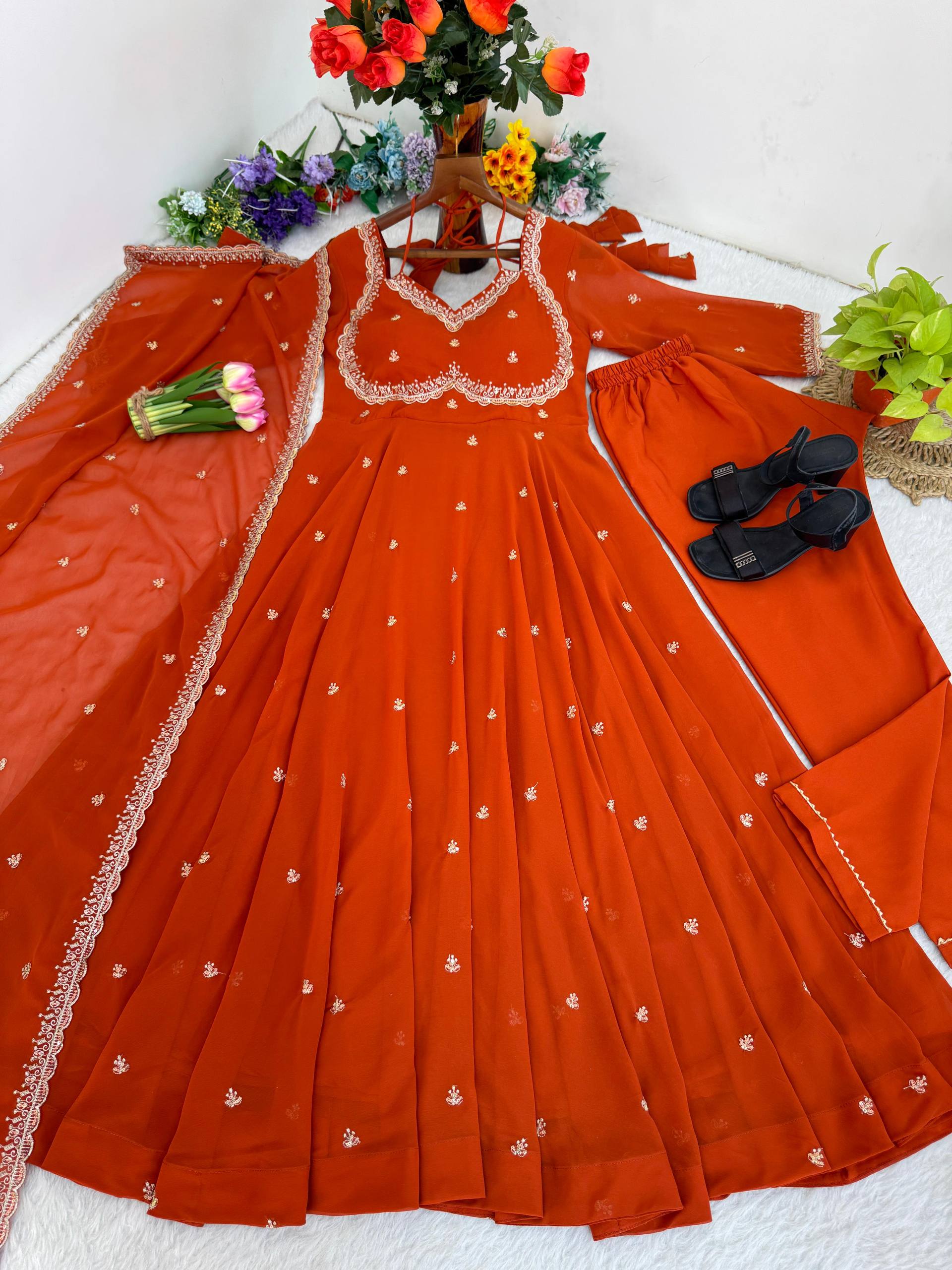 Hike Fox Georgette Sabyasachi Neck Choli Gown