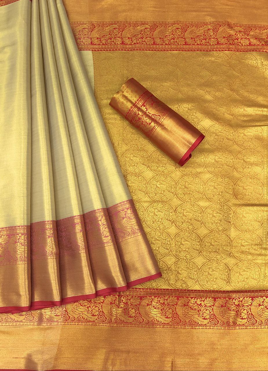 Smokey 2 Kanjivaram Gold Tissue Silk Gold Zari Weaving Saree