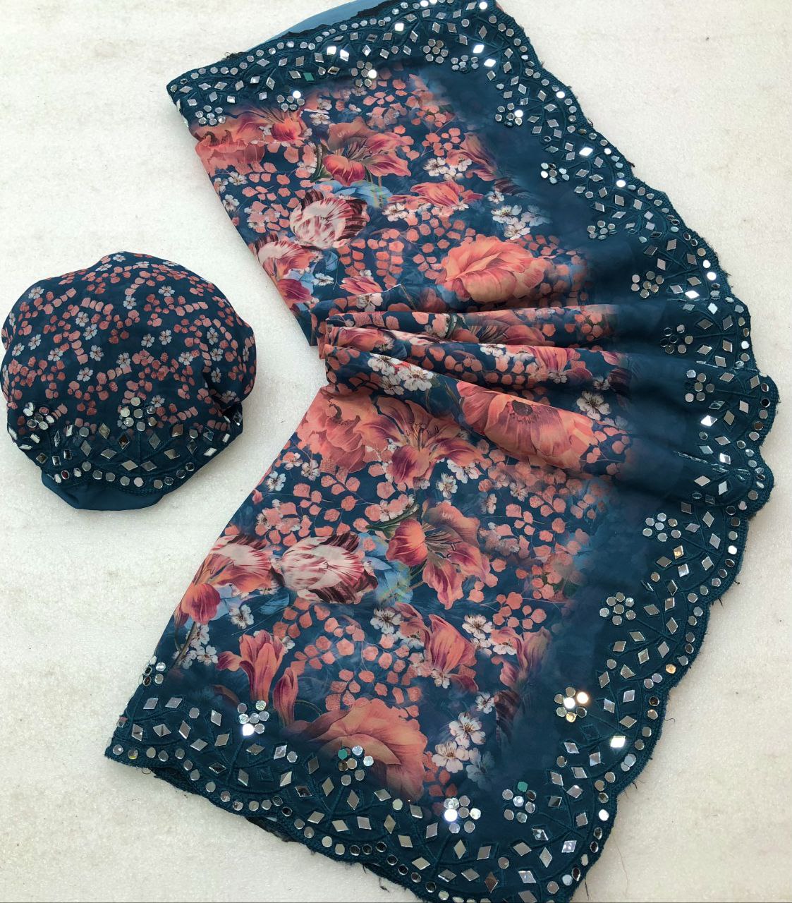 Triber Chiffon Floral Digital Print Saree