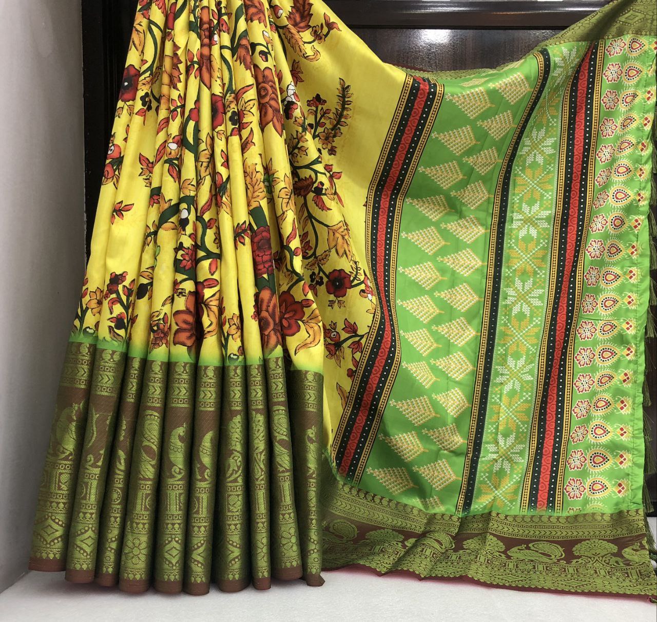 Mandy Softy Silk With Kalamkari Digital Print Saree
