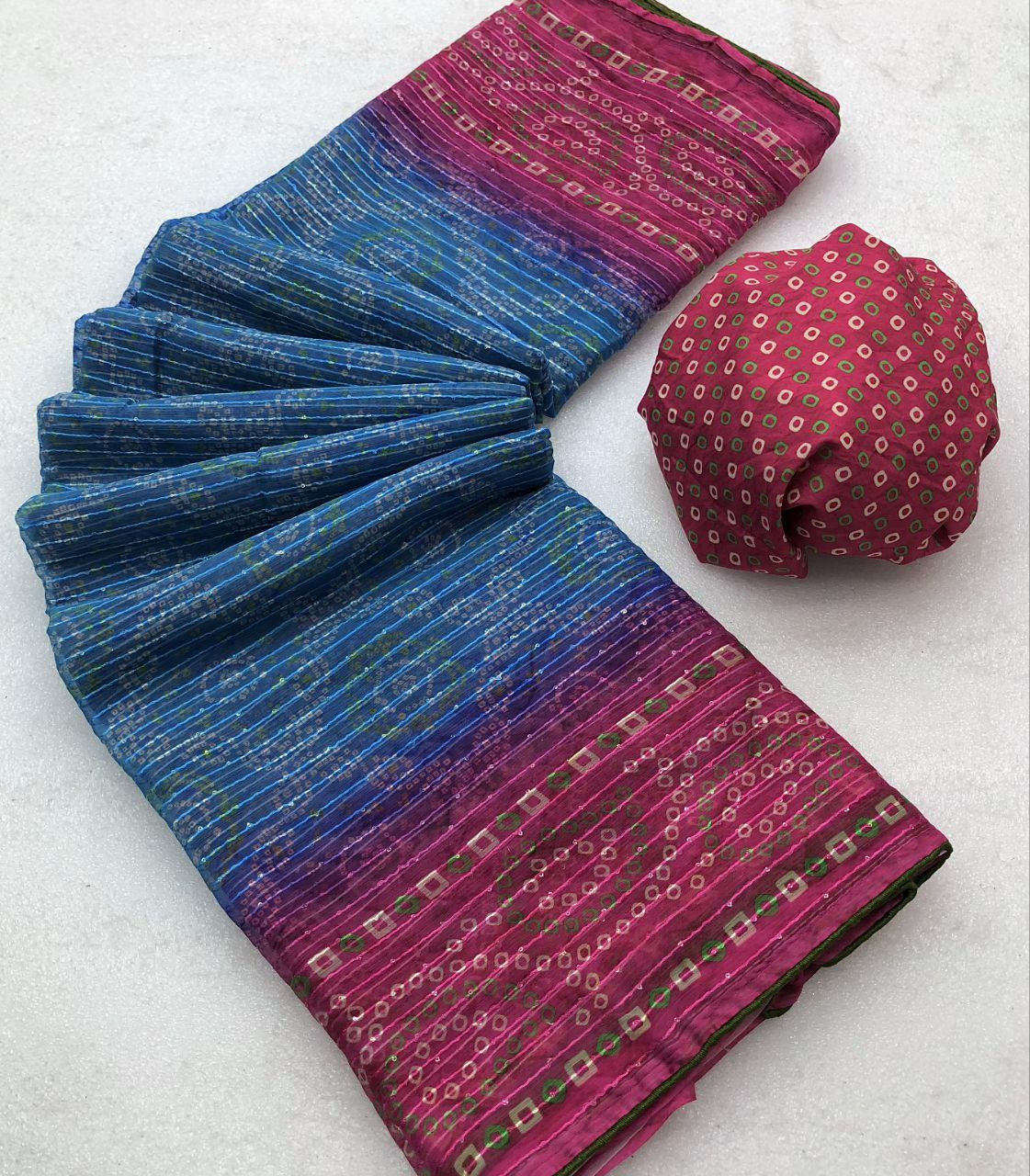 Nusrat Chiffon Silk With Sabyasachi Print Saree