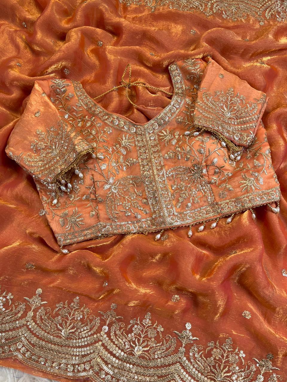 Armada Space Silk With Embroidery & Sequence Work Saree