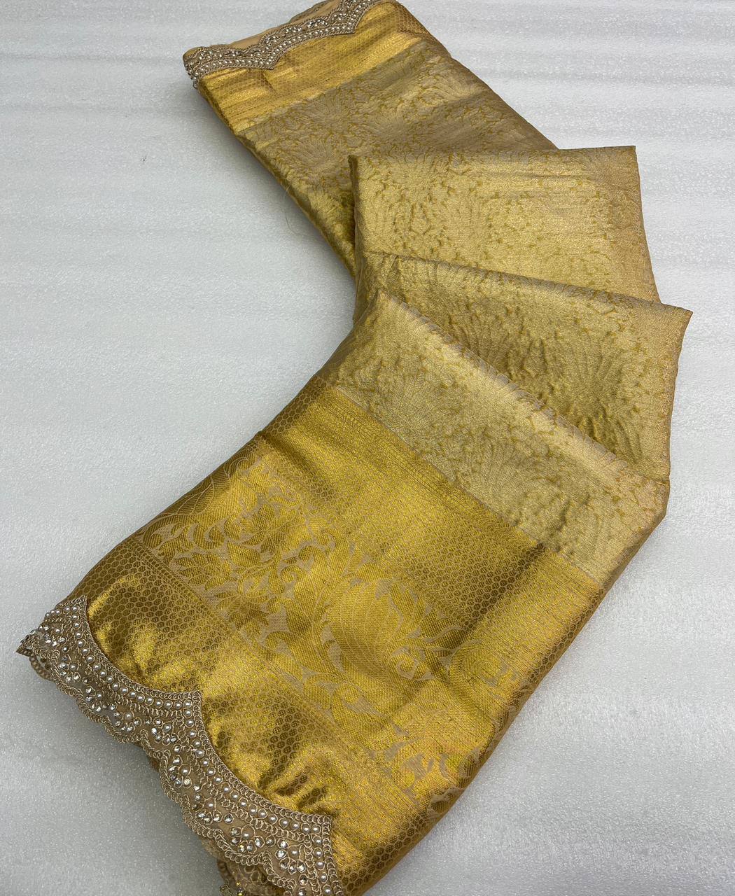 Flag Gold Kanjiviram Silk Gold Zari Weaving Saree