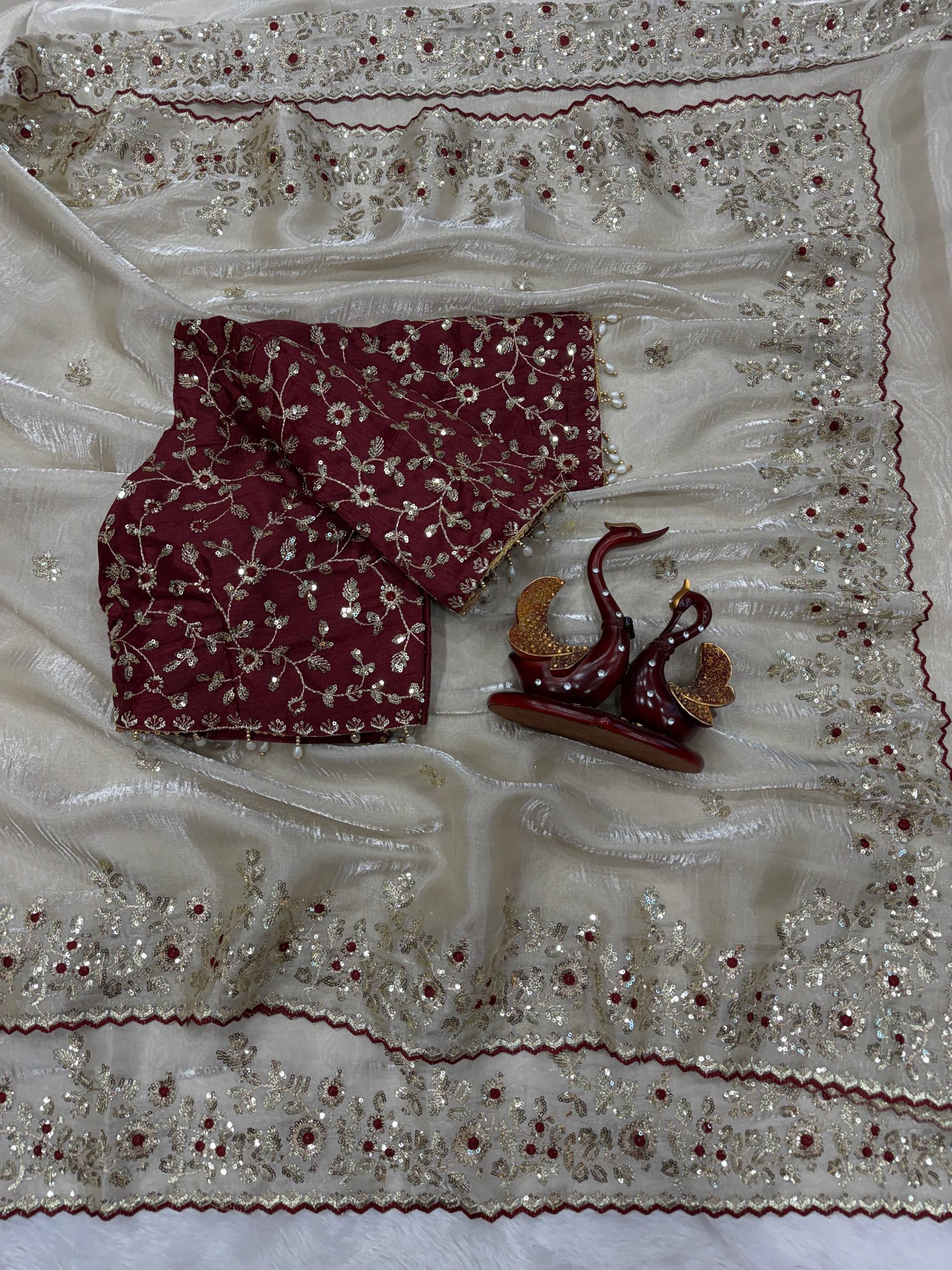 Seez Jimmy Chu Sequence Embroidery Work Saree