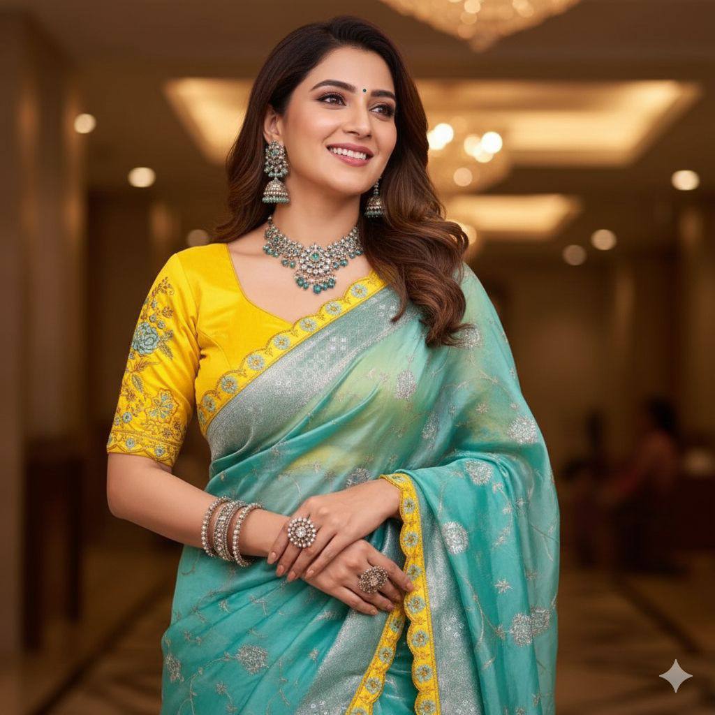 Zohran Rich Fabric All Over Zari Embroidery Saree